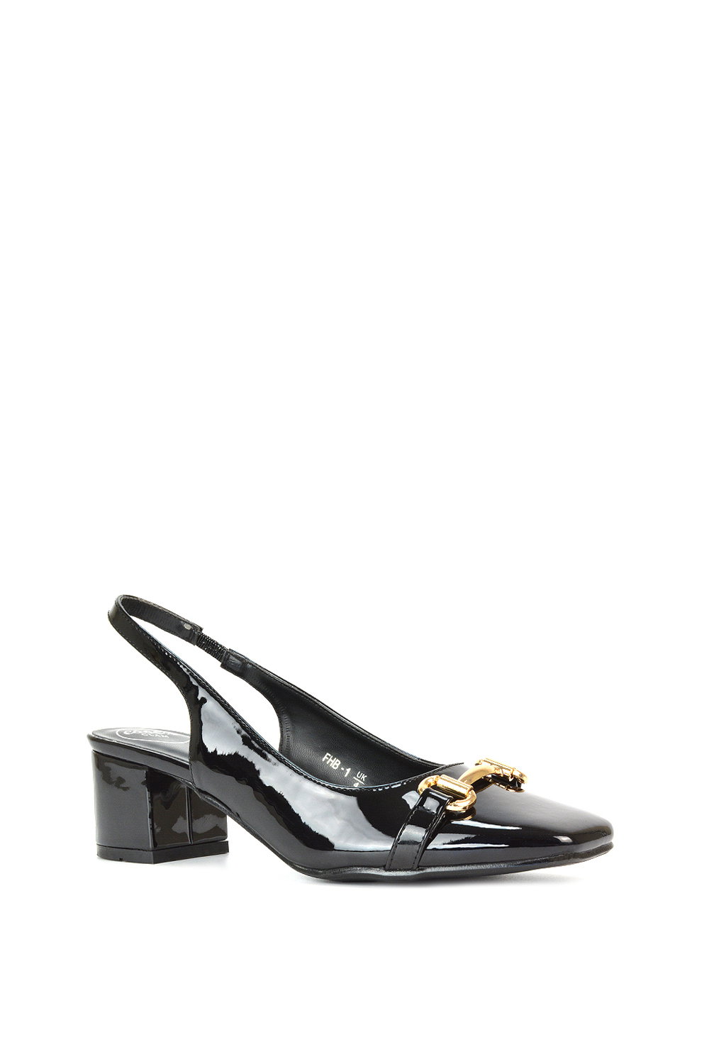 Black XY LONDON Black 'Selena' Slingback Mid Heels With Square Toe, Image 2 of 6