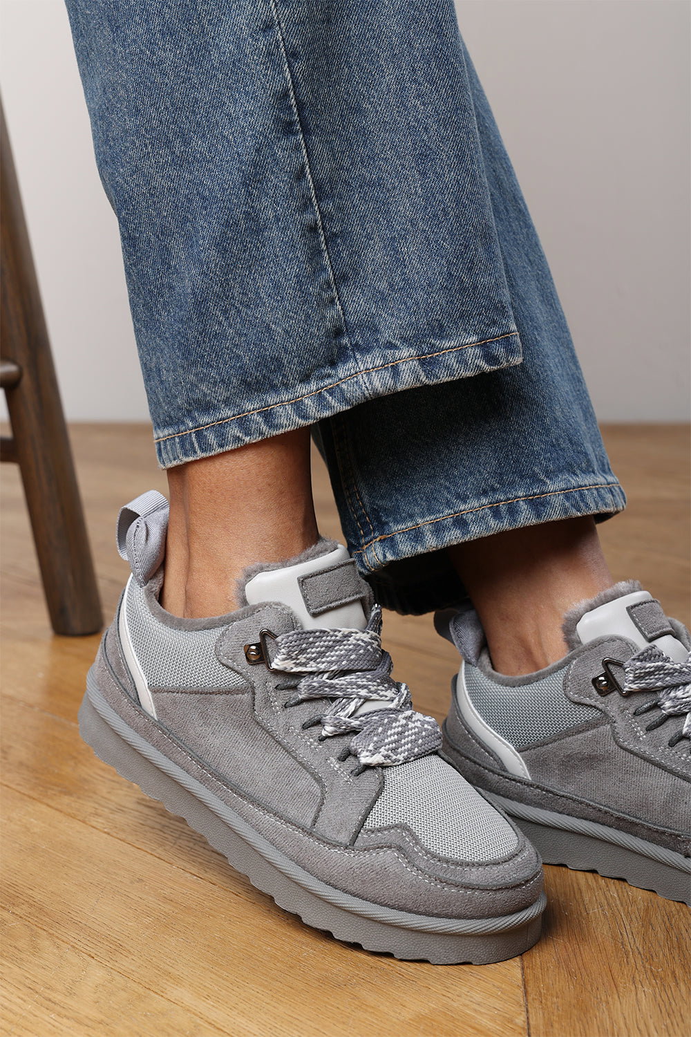 Light Grey 'Darcy' Lace-Up Trainers with Chunky Sole, Image 7 of 7
