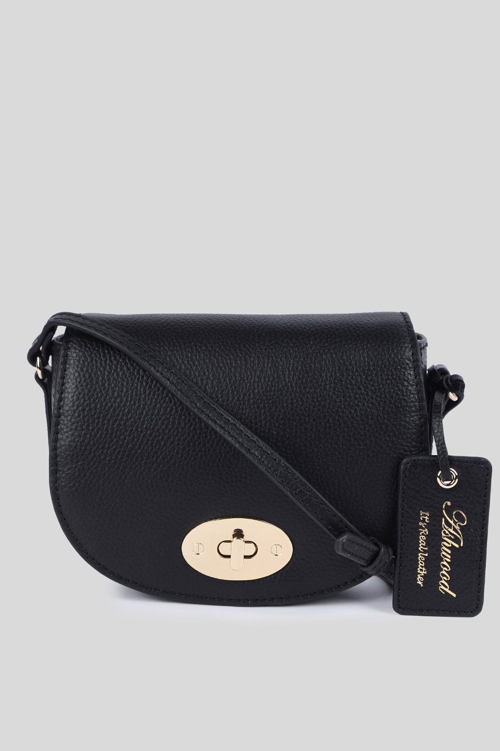 Black 'Borsa della Moda' Real Leather Saddle Crossbody Bag, Image 1 of 4