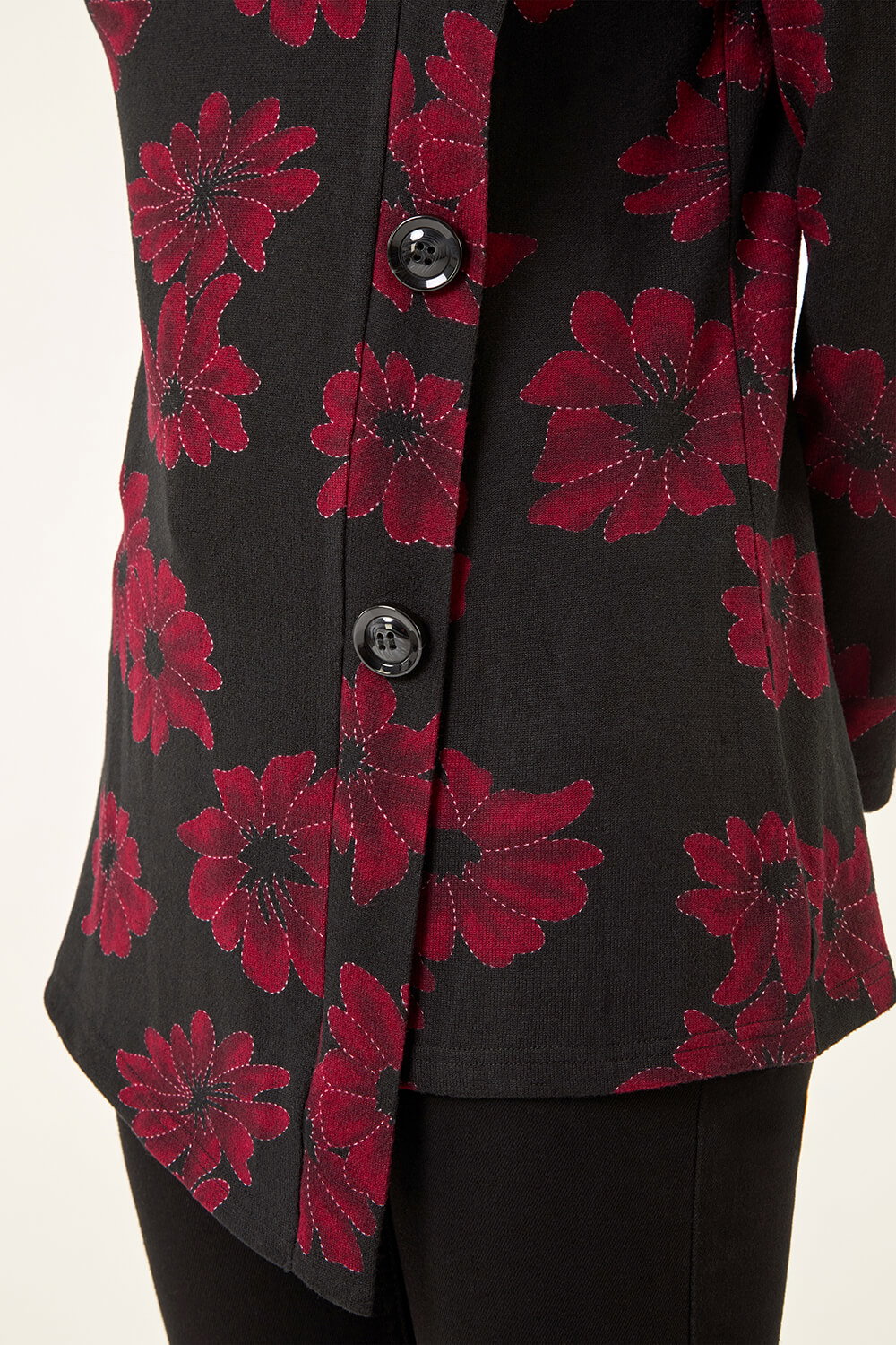Red Cowl Neck Buttoned Top, Image 6 of 5