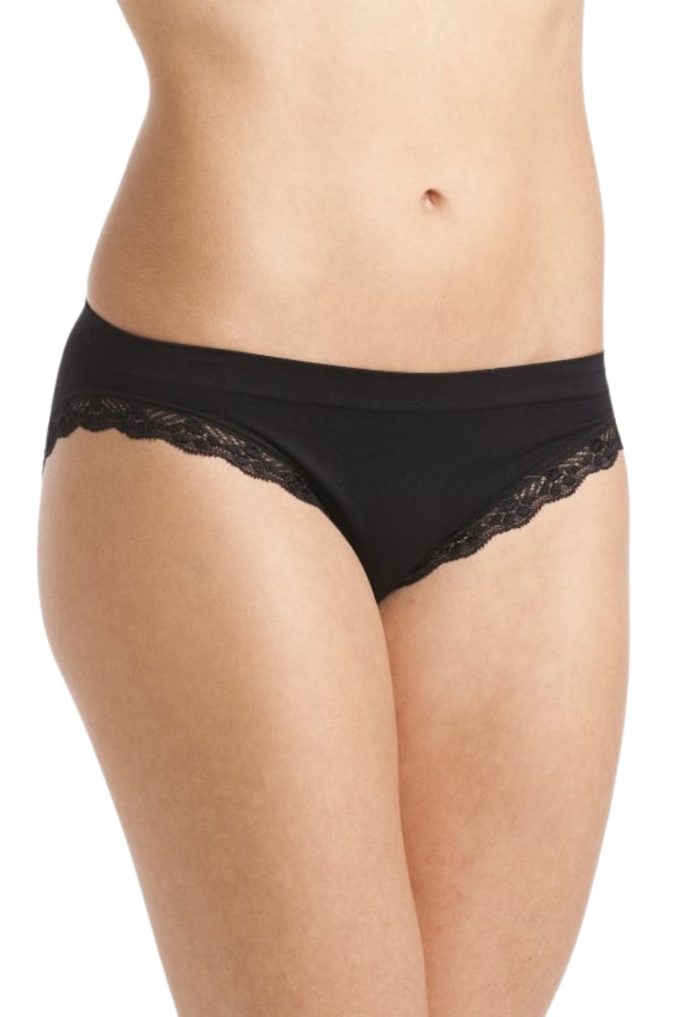 Black Camille Lingerie Black 2 Pack Seamless Soft Midi Briefs, Image 4 of 4