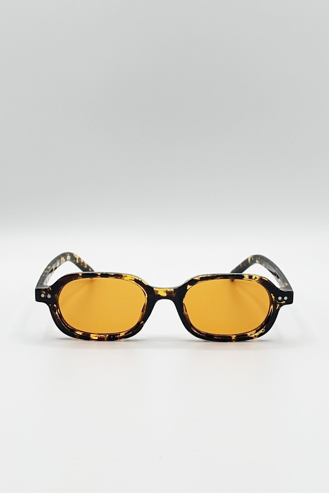 Orange Retro Rounded Square Sunglasses In Tortoiseshell Orange, Image 2 of 5