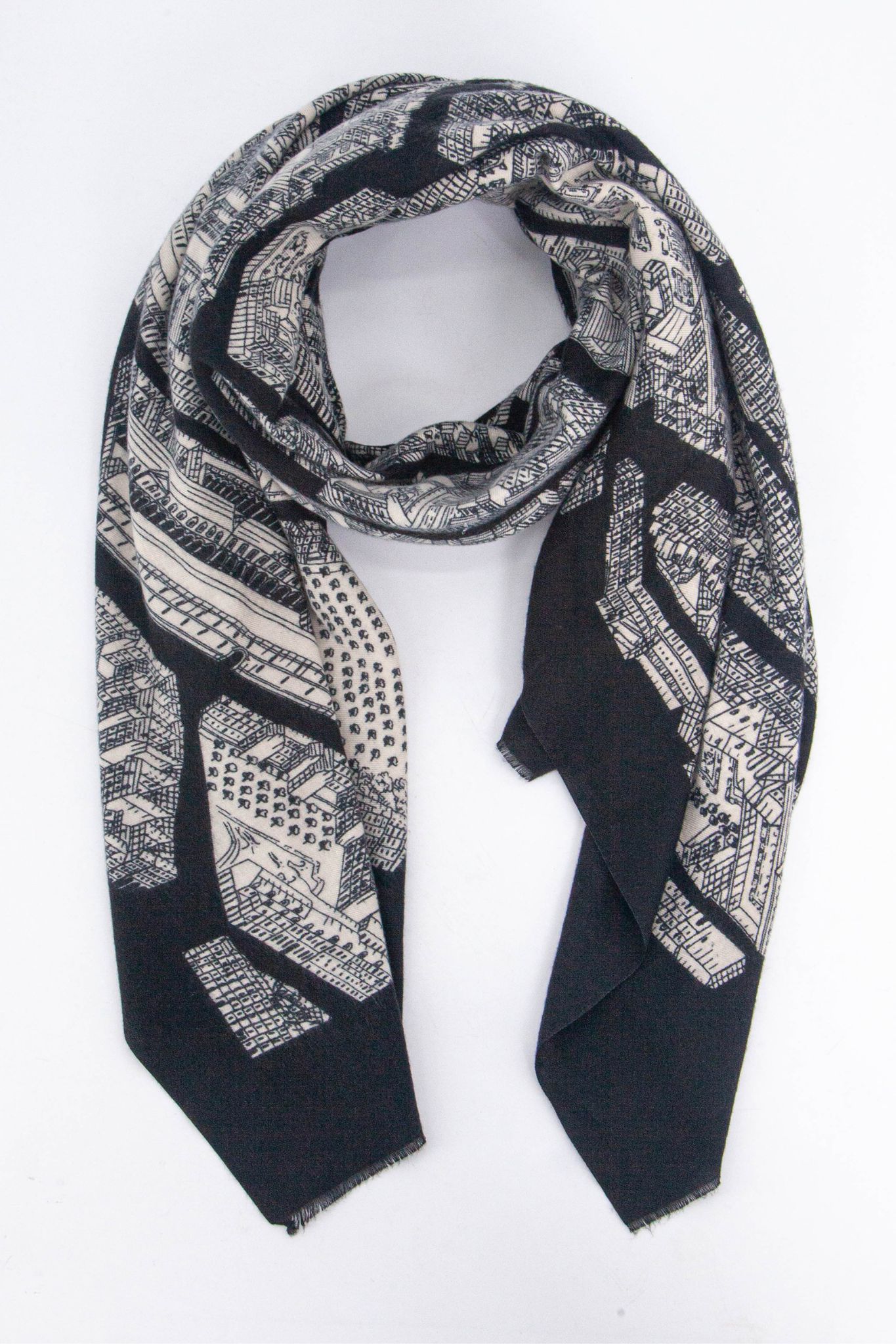 Black Sarta Black Architecture Print Lightweight Scarf, Image 1 of 4