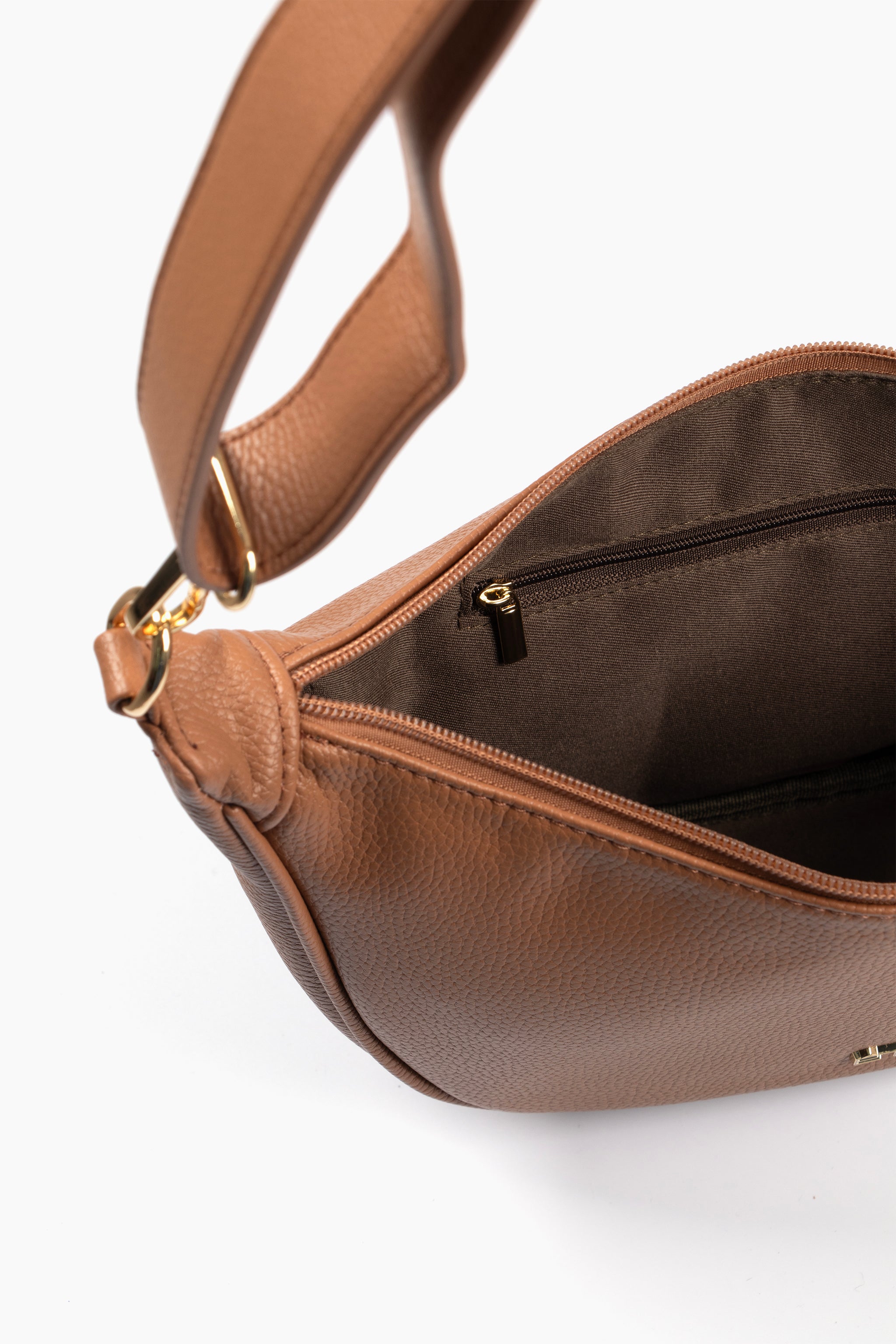 Tan Etre Tan Faux Leather Half Moon Crossbody Bag, Image 3 of 5