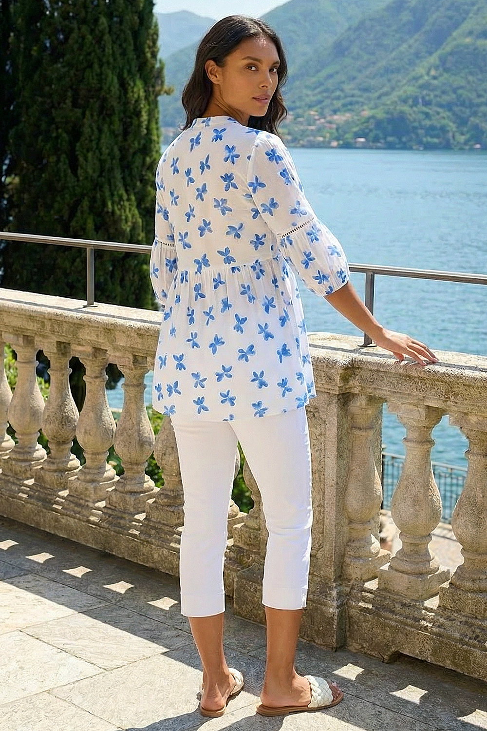 Blue Floral Print Overshirt, Image 3 of 4