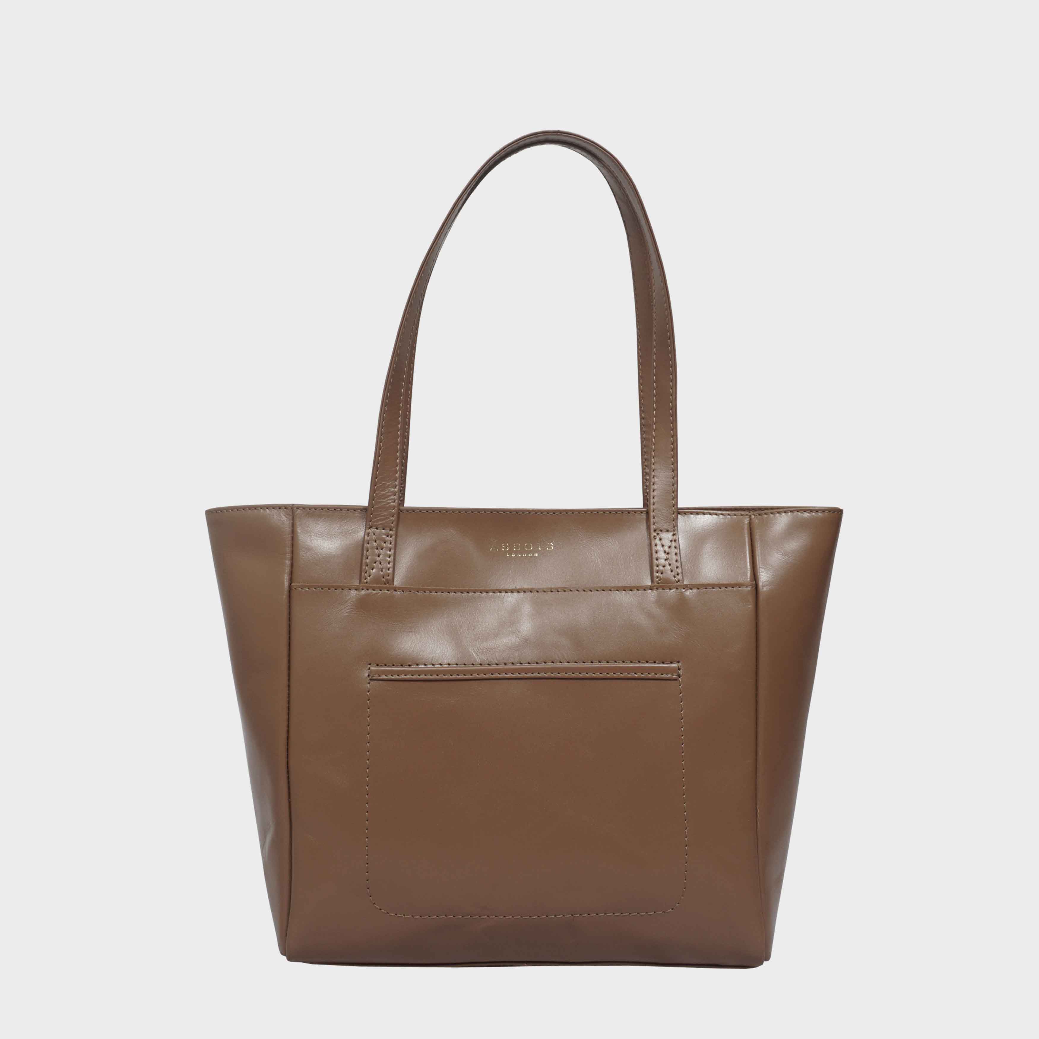 Tan 'LINDA' Smooth Real Leather Unlined Tote Bag, Image 1 of 5