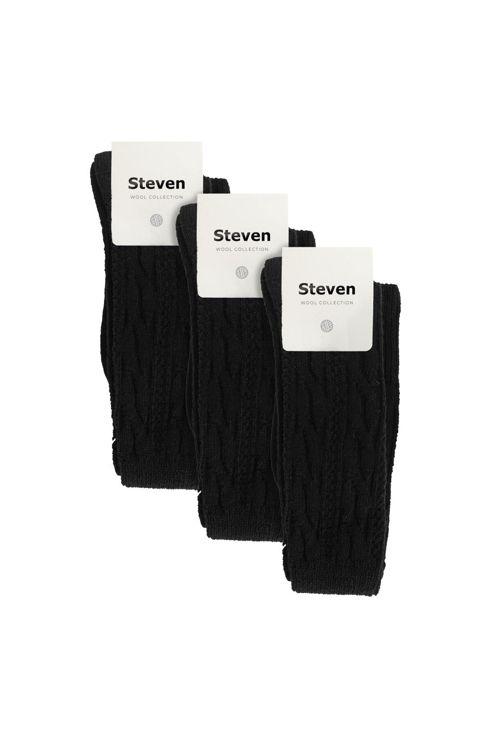 Black 3 Pairs Over The Knee Wool Socks, Image 2 of 5