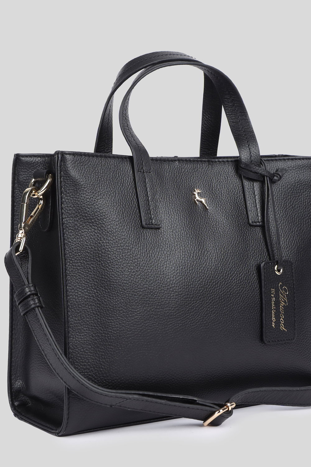 Black Ashwood Leather Black 'Sogno di Pelle' Real Leather Tote Bag, Image 2 of 4