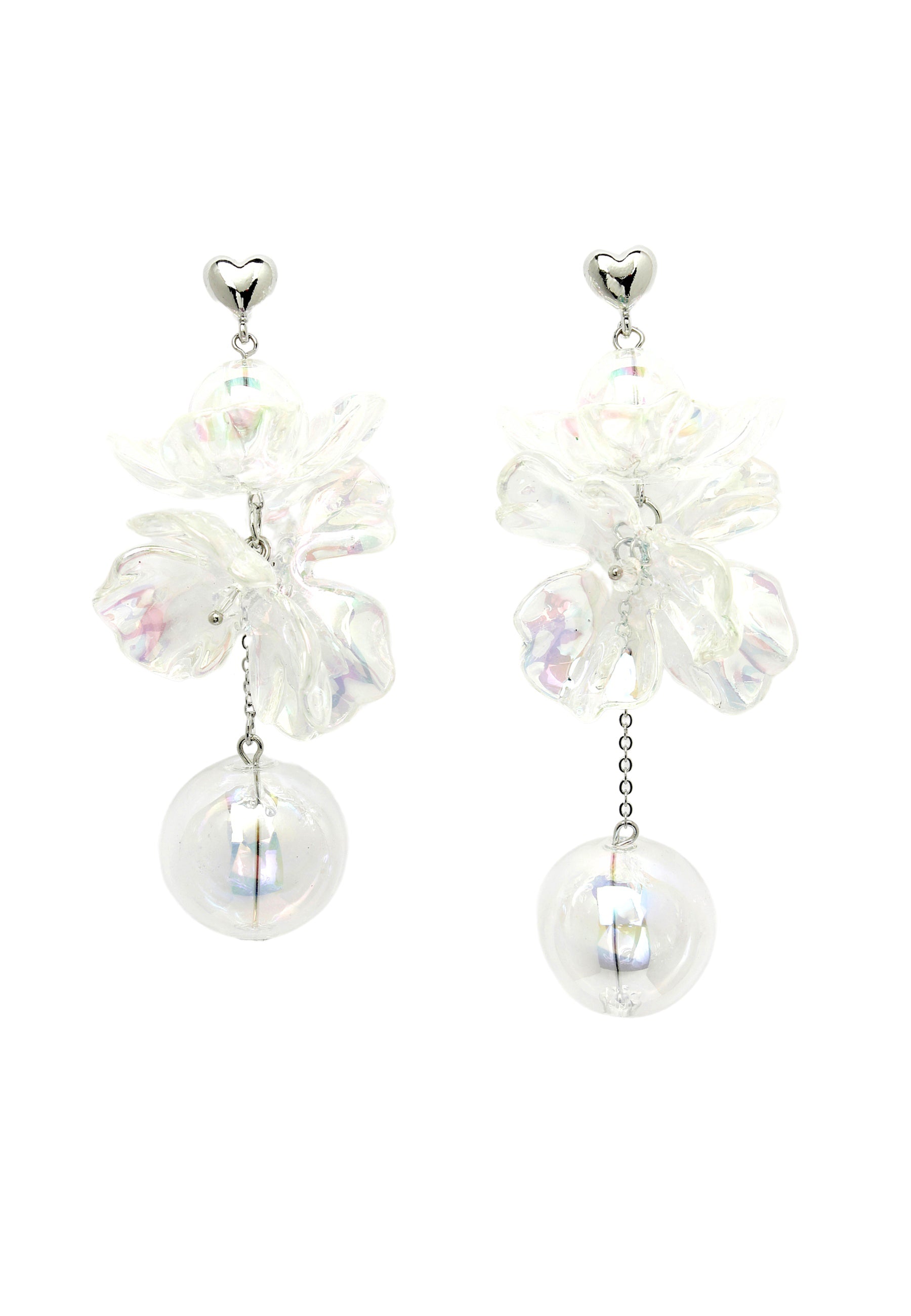 White Mother Of Pearl Floral Dangling Earrings