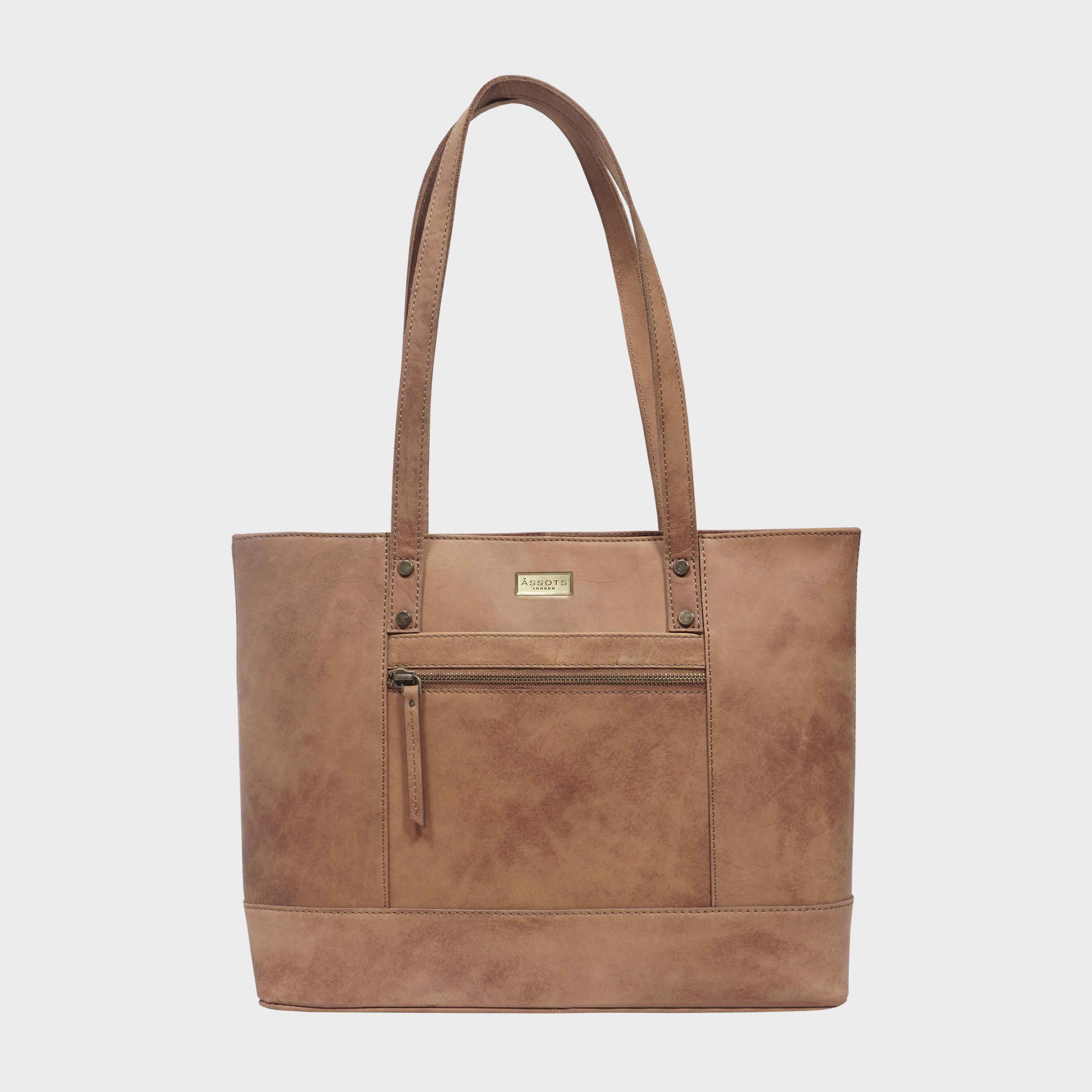 Tan 'MILLIE' Real Leather Designer Tote Work Bag, Image 1 of 6