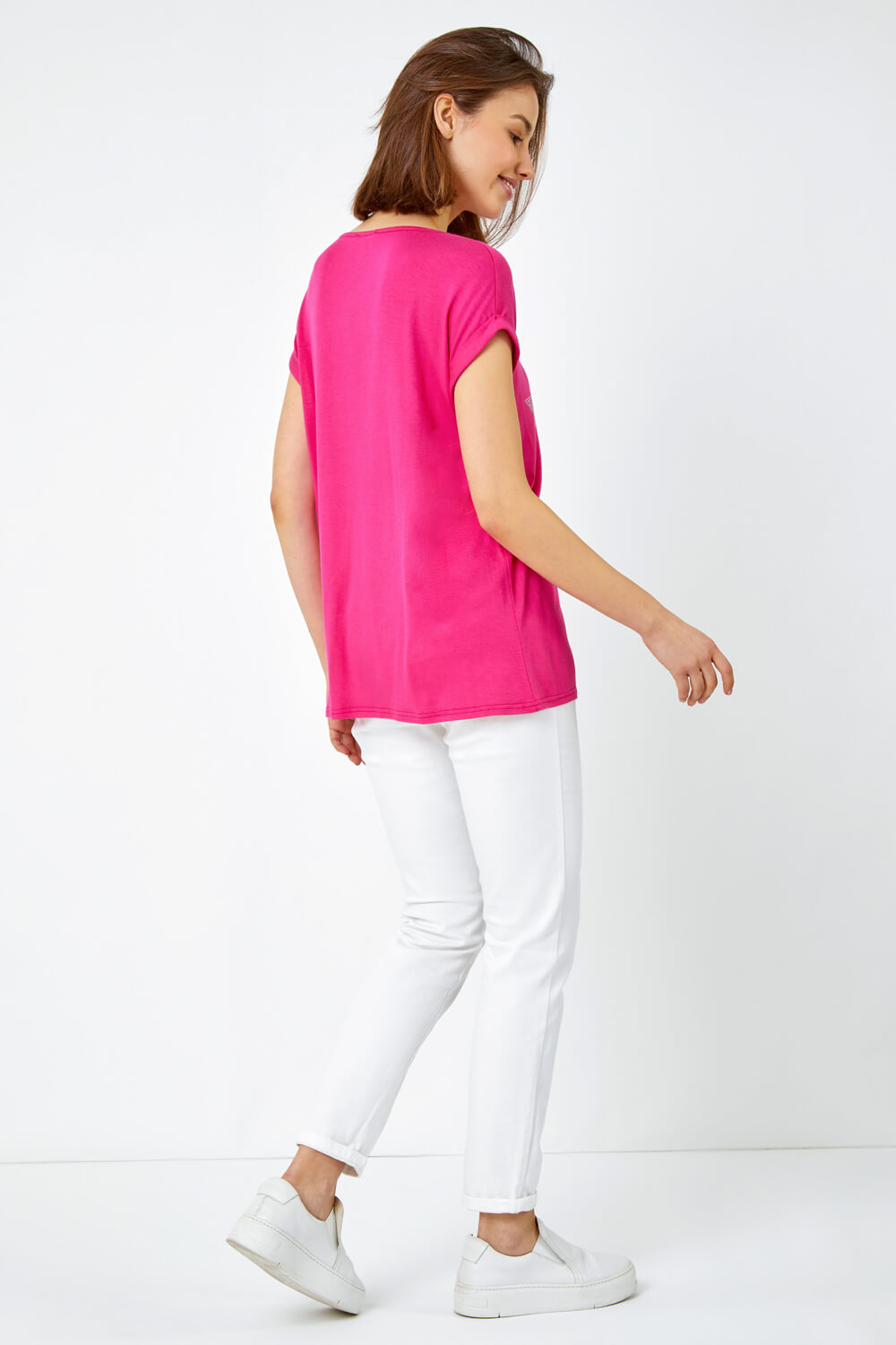 Pink Embellished Star Print T-Shirt , Image 4 of 5