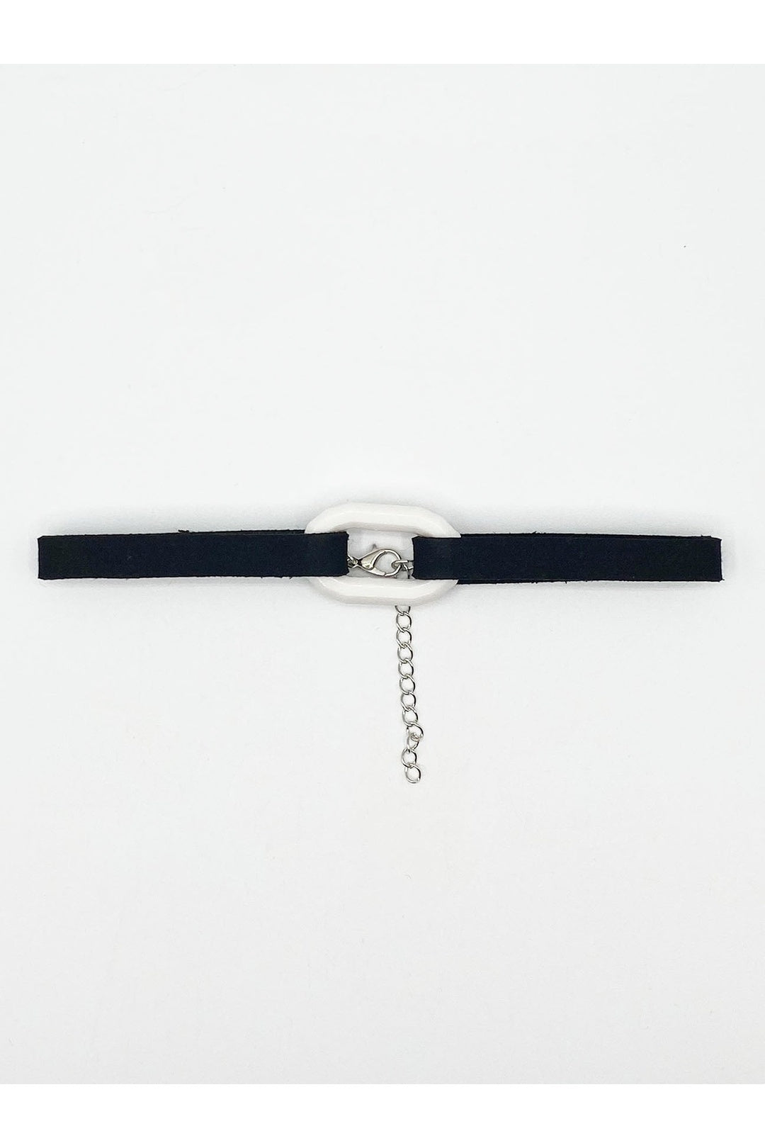 White SVNX White Black Faux Suede Choker Necklace With White Plastic Charm, Image 3 of 4