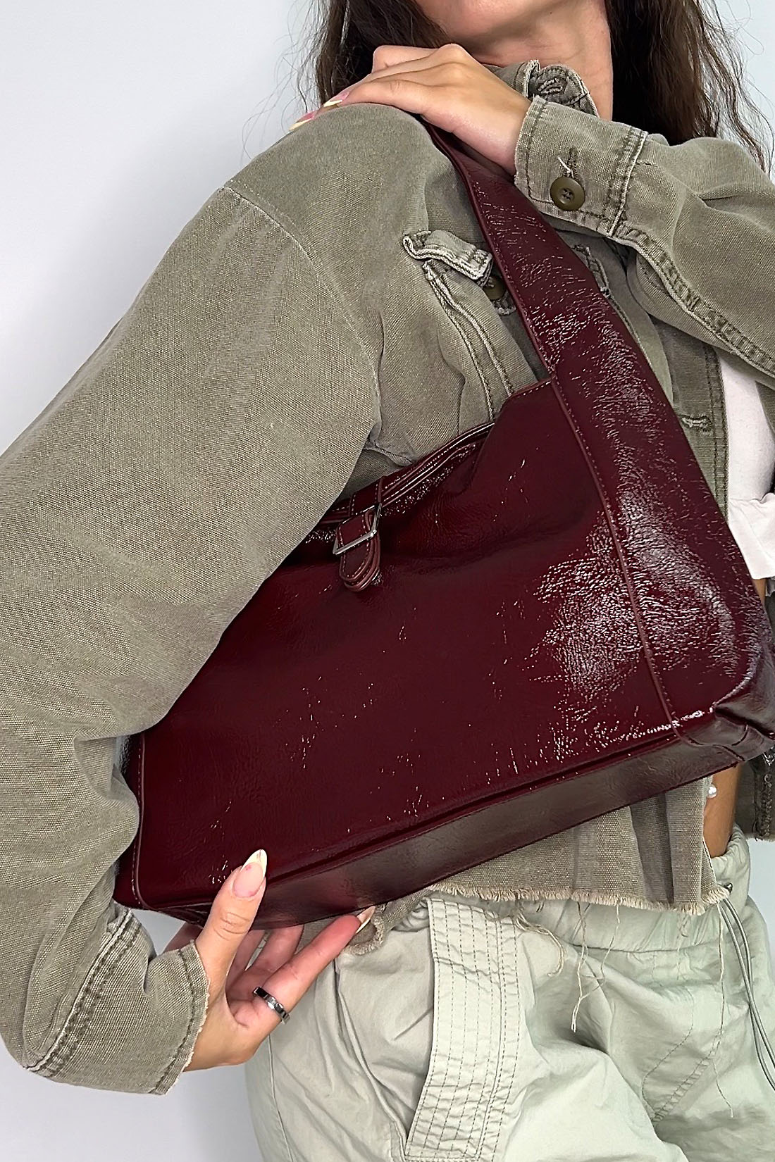 Red Classic Sleek Shoulder Bag, Image 4 of 4