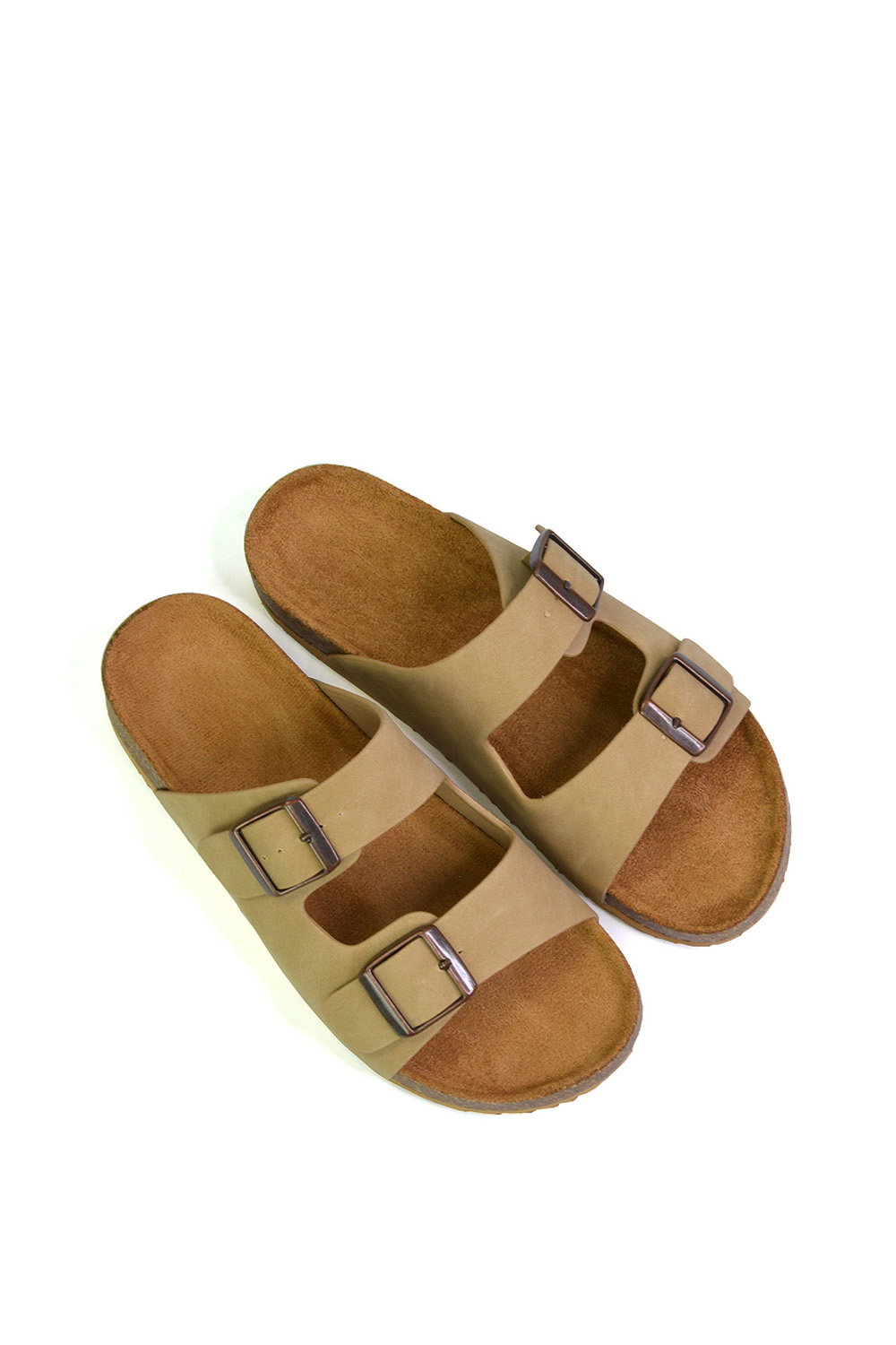 Taupe XY LONDON Taupe 'Star' Double Strap Buckle Up Summer Slip On Flat Sandals, Image 4 of 5