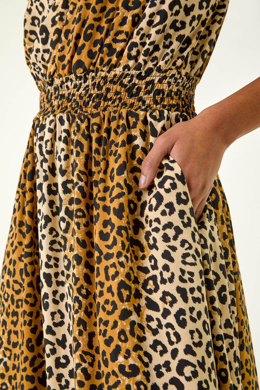 Camel Dalmatian print dress plus main image 1