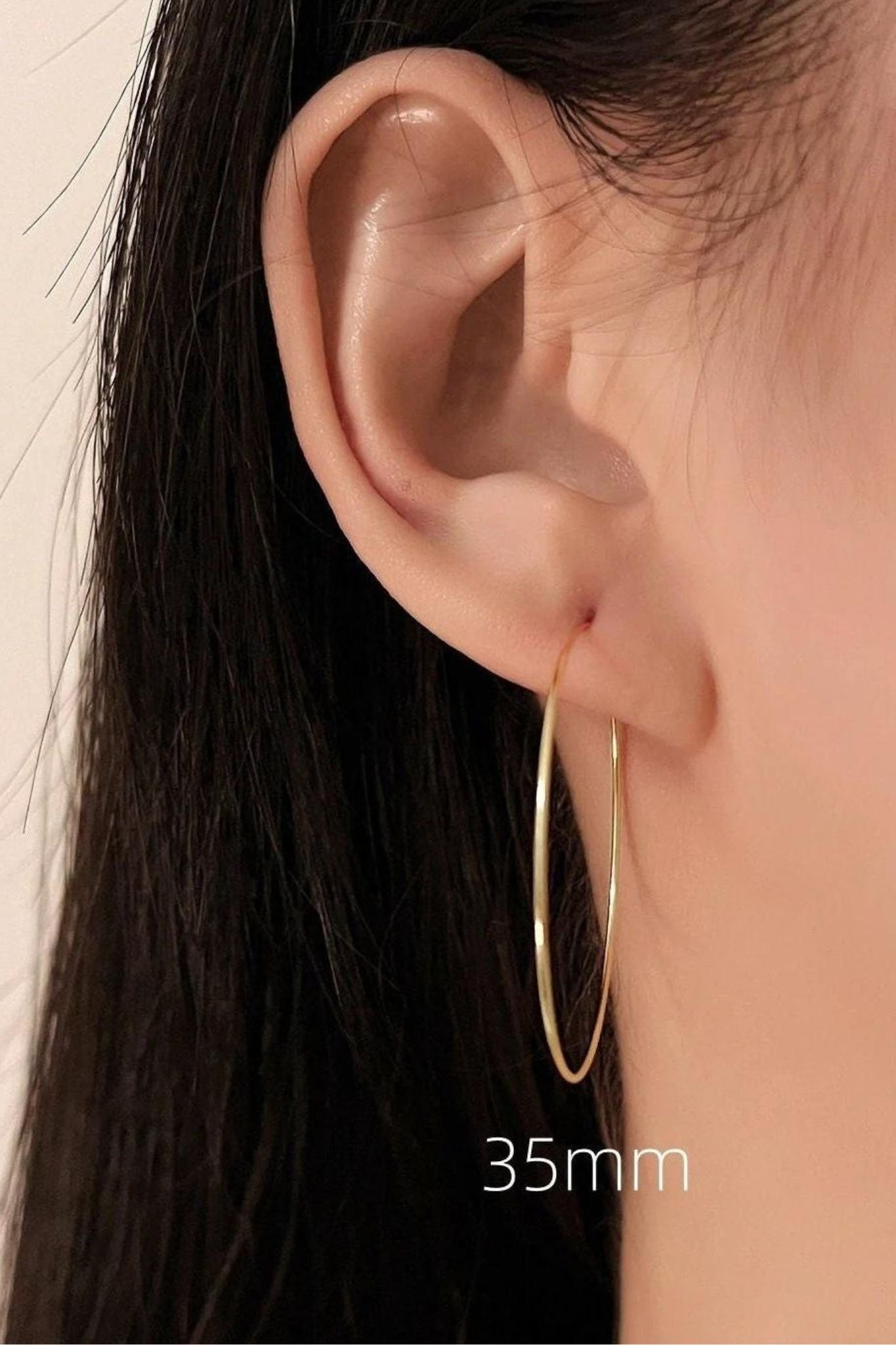 Gold 14K Gold Plated Thin Hoops, Image 7 of 8