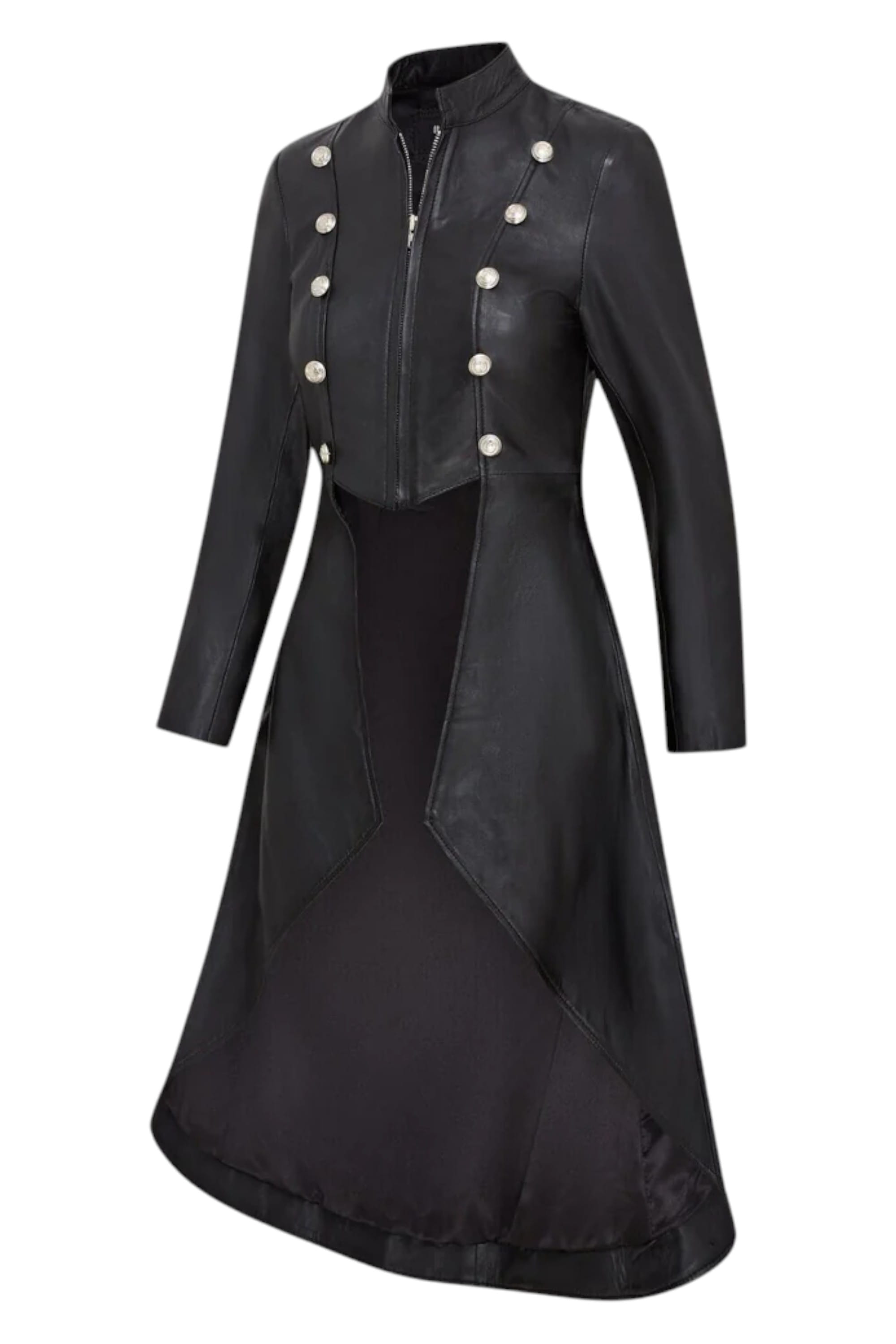 Black Gothic Full Edwardian Leather Coat, Image 2 of 4