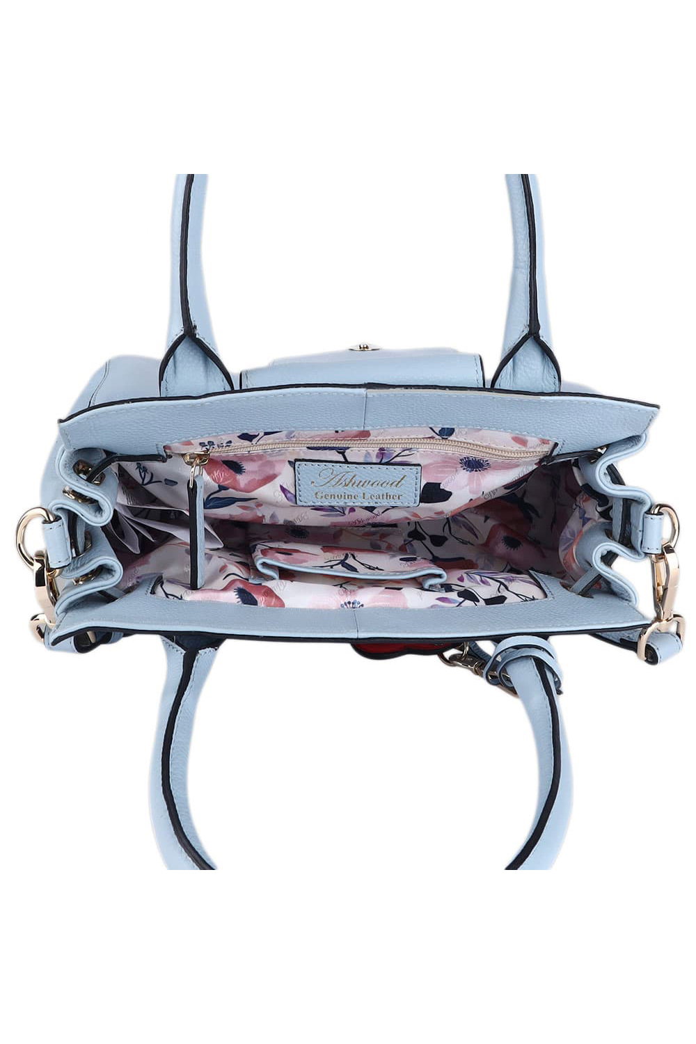 Light Blue Ashwood Leather Light Blue 'Vera' Real Leather Tote Bag, Image 5 of 5