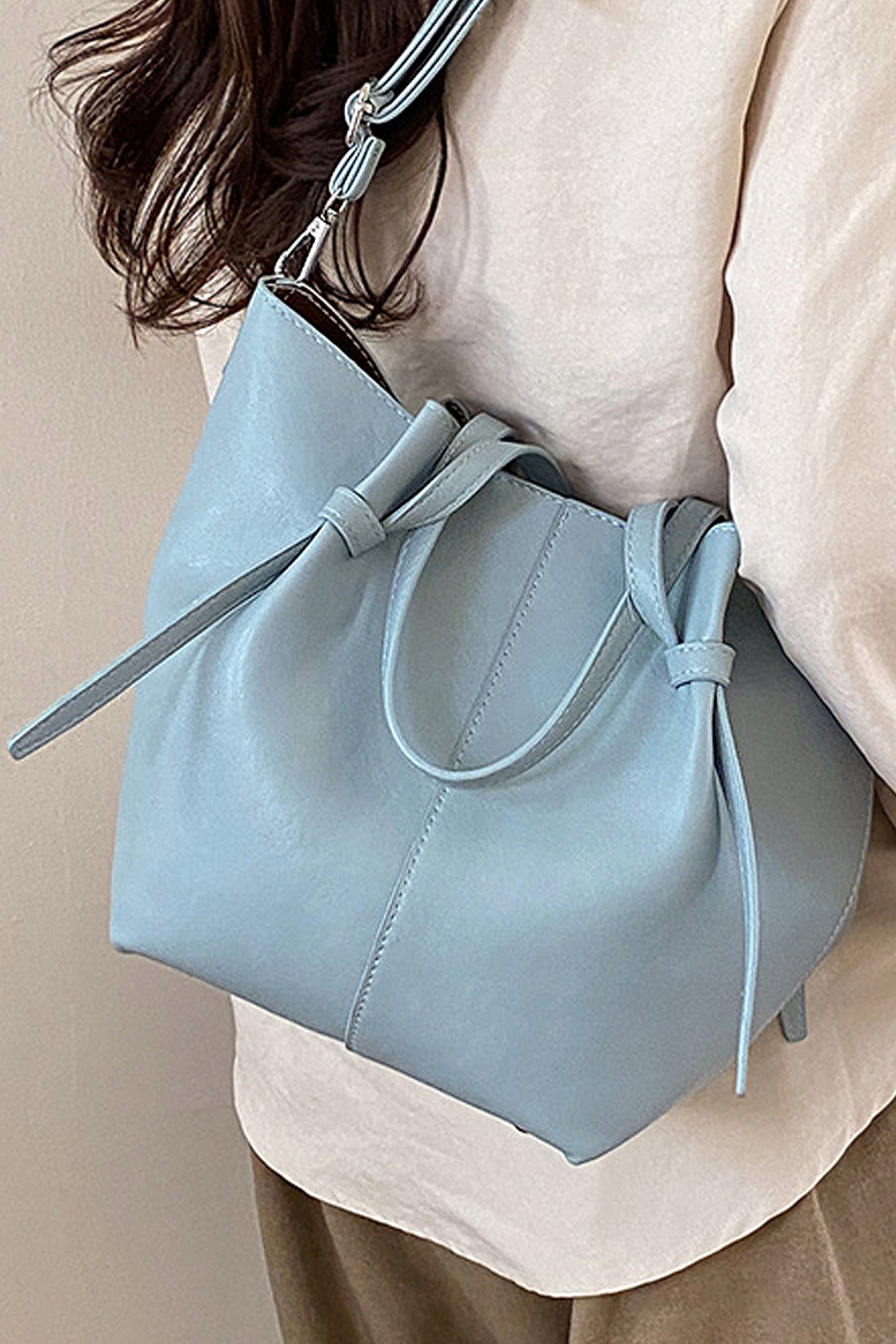 Blue Structured Handbag With Shoulder Strap, Image 4 of 4