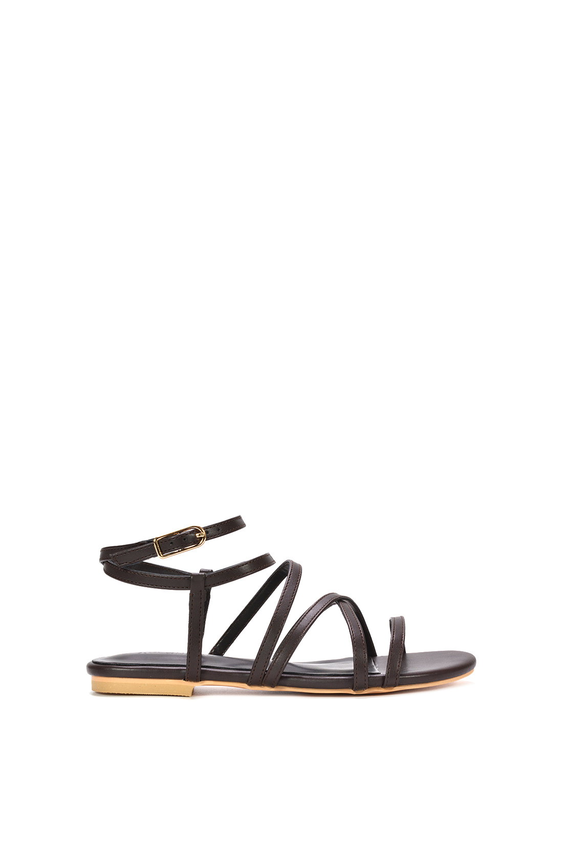Brown XY LONDON Brown Flat Gladiator Strappy Sandals With Open Toe, Image 1 of 6