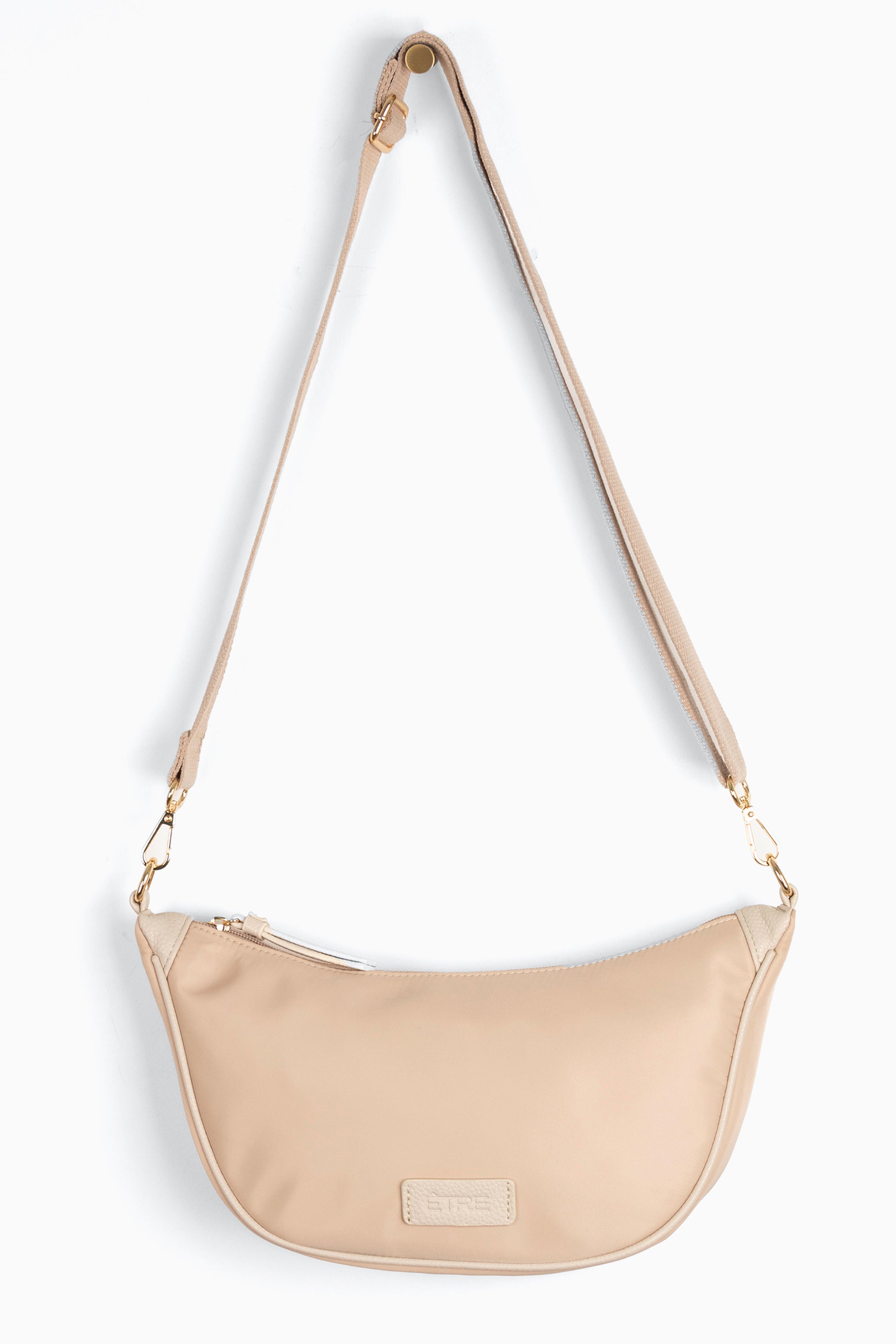 Pink Plain Half Moon Crossbody Bag
