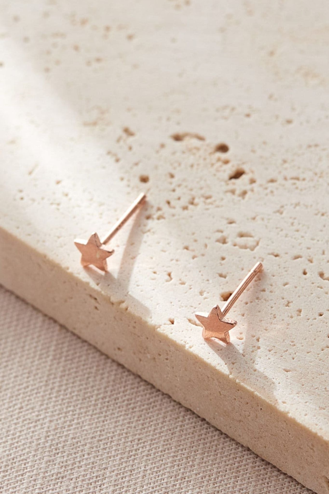 Rose Gold Sterling Silver Minimalist Star Studs, Image 2 of 2
