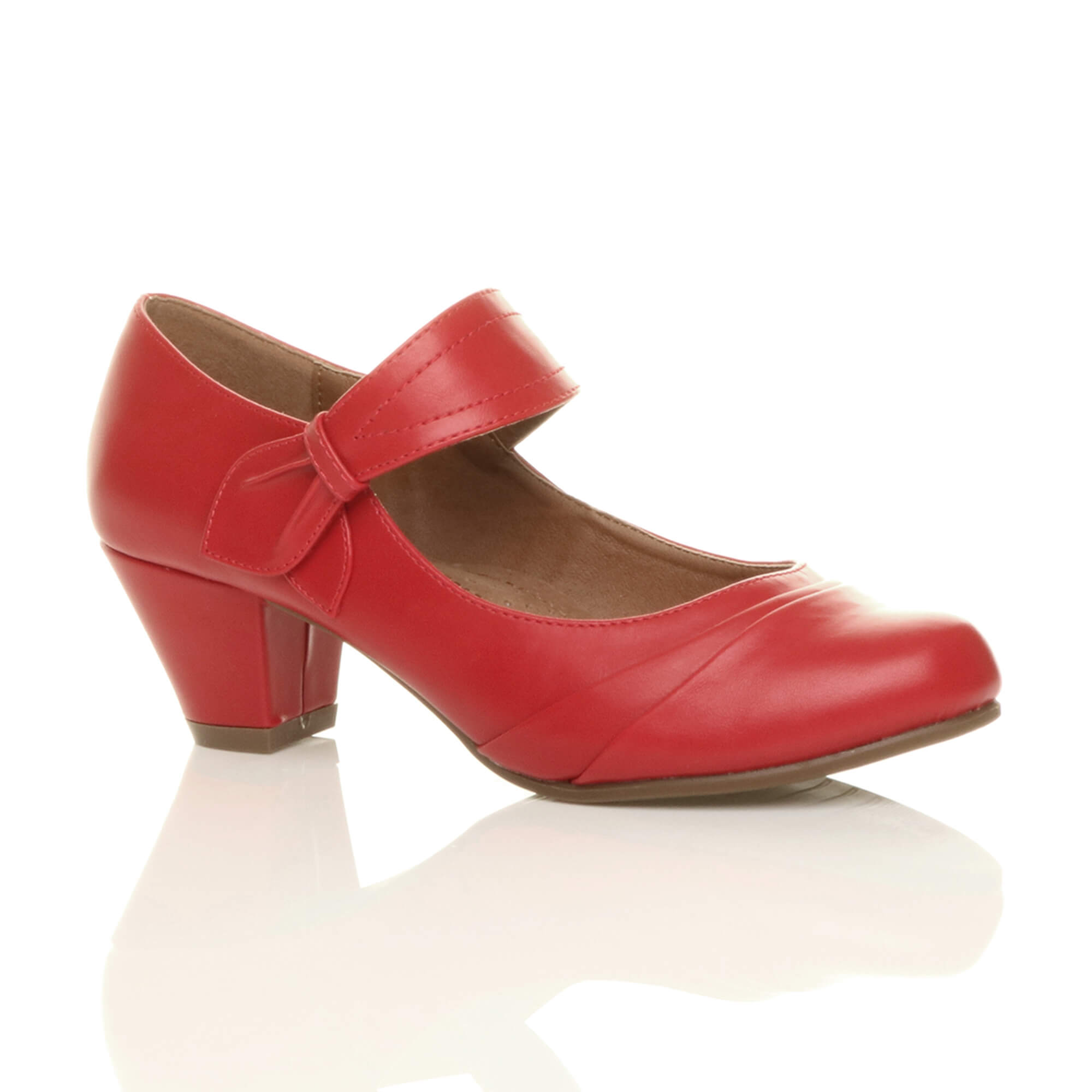 Black Mid Heel Comfort Mary Jane Court Shoes