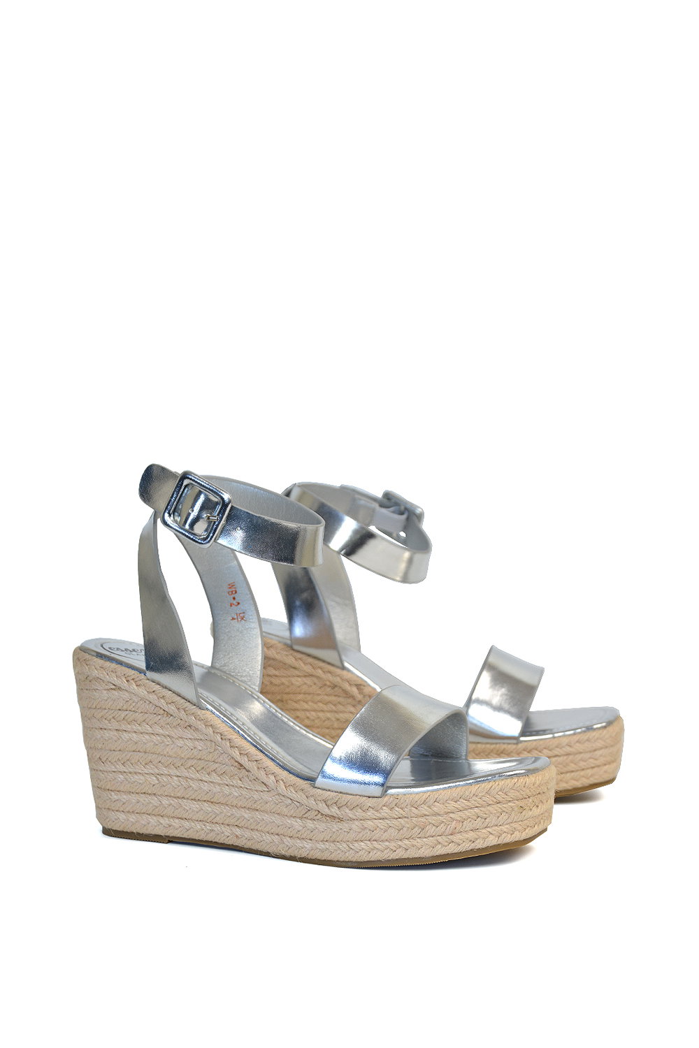 Silver 'Linda' Strappy Platform Woven Wedge Heel Sandals, Image 2 of 5