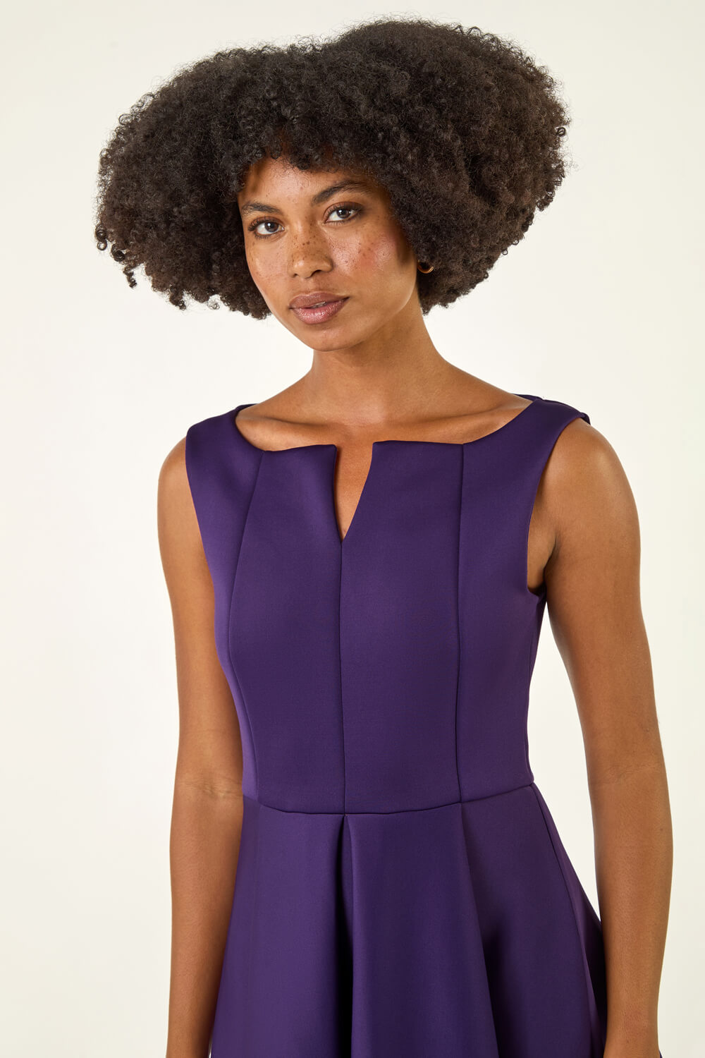 Purple Notch Neck Premium Stretch Dress, Image 5 of 5