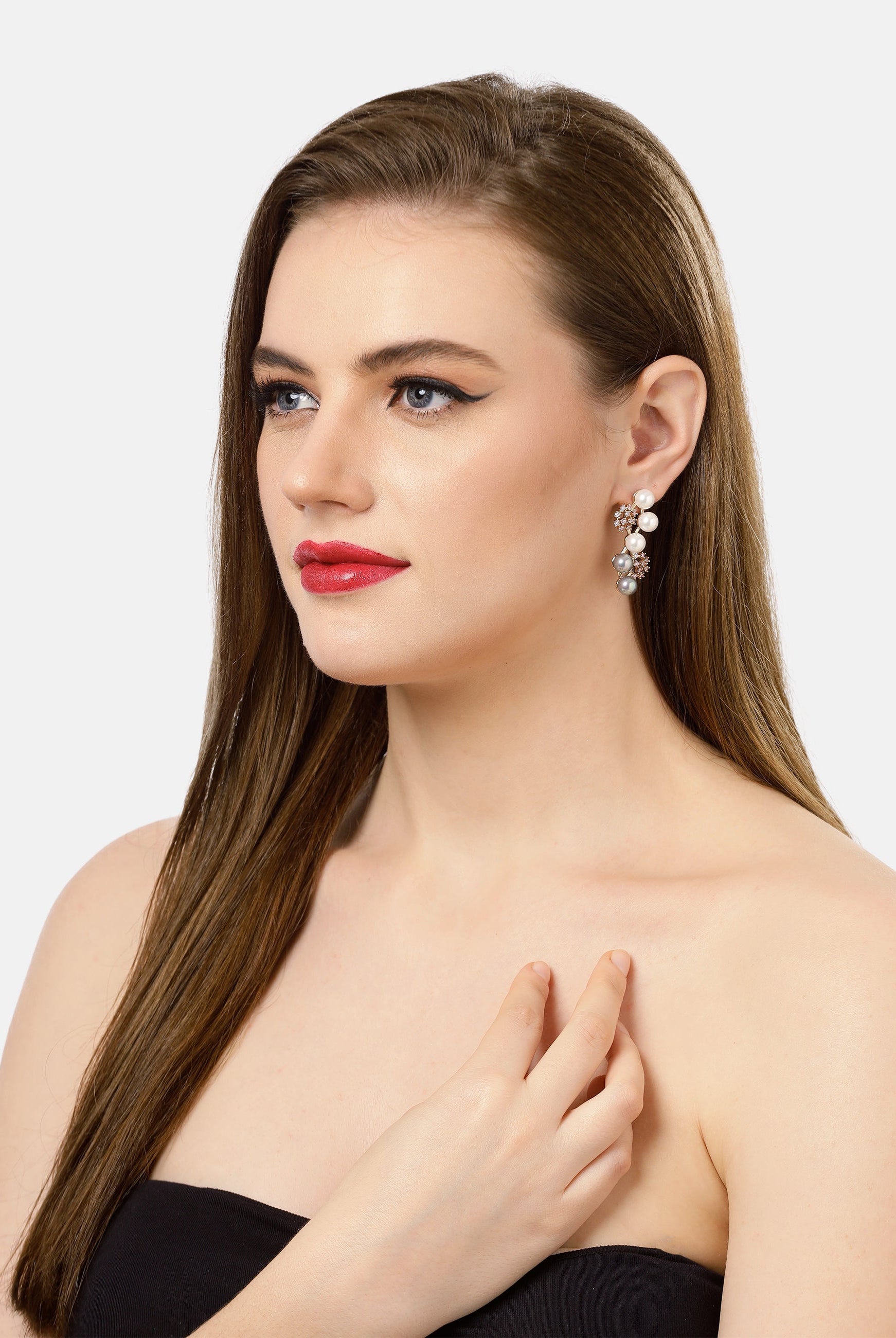Light Pink Cascading Snowflake Earrings, Image 4 of 4