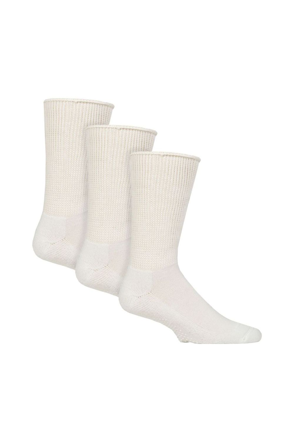 White 3 Pack Diabetic Slipper Socks with Grips, Image 1 of 3