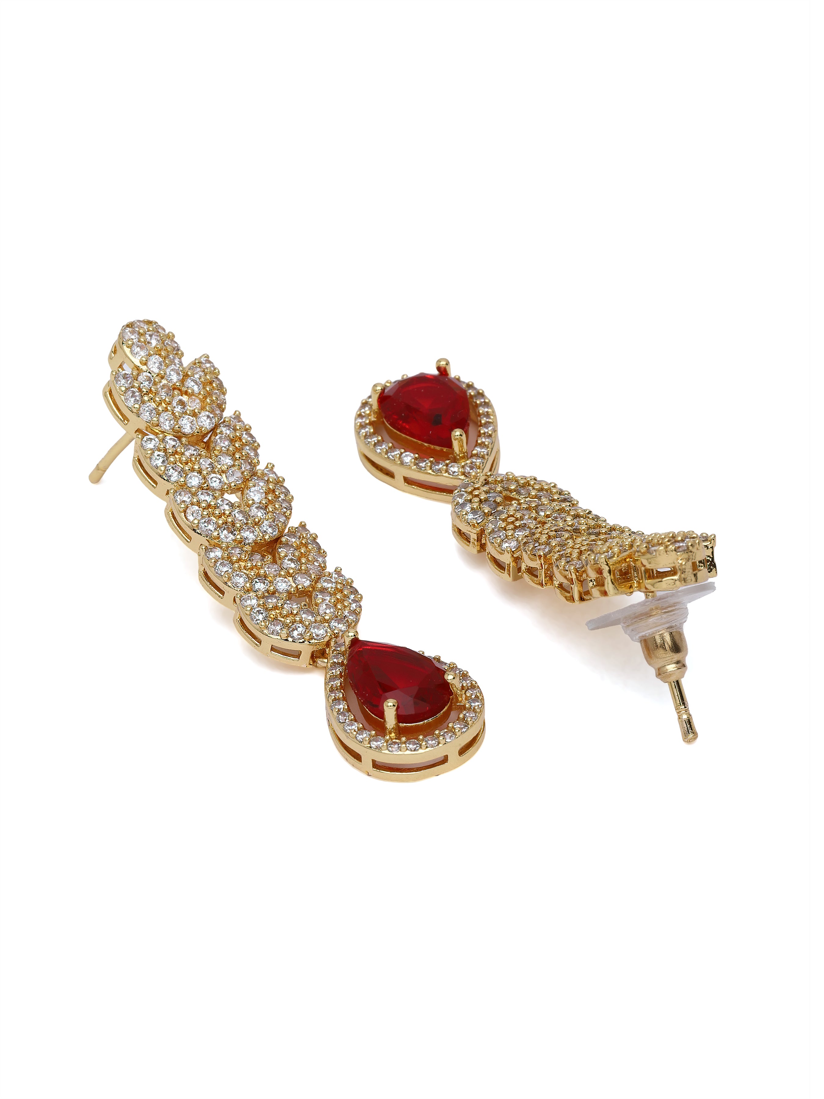 Gold AVANT-GARDE PARIS Gold Leaf Cascade Teardrop Statement Earrings, Image 2 of 2
