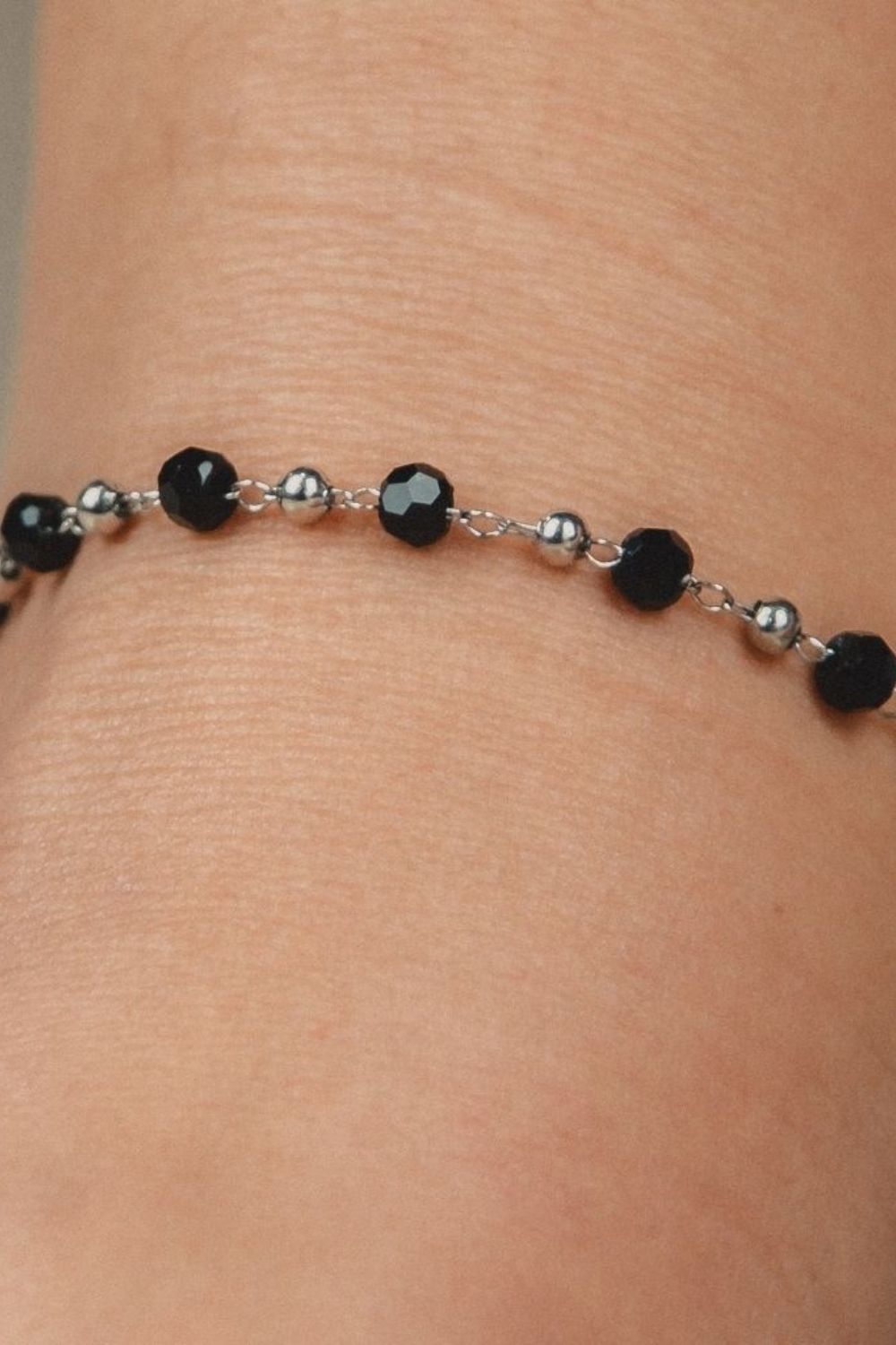 Silver Bead Chain Nazaria protection Indian Payal Emo Anklet, Image 2 of 3