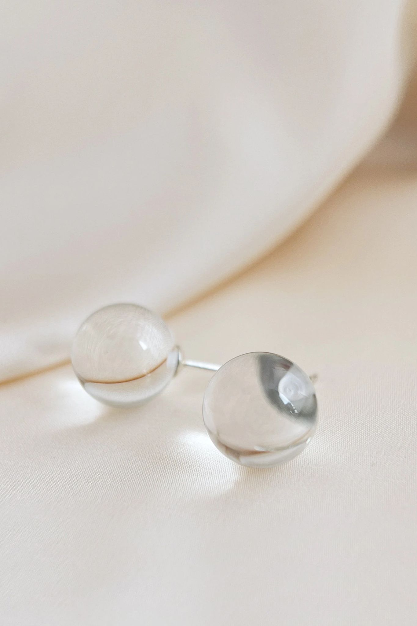 White Glass Ball Stud Earrings 12mm, Image 3 of 3