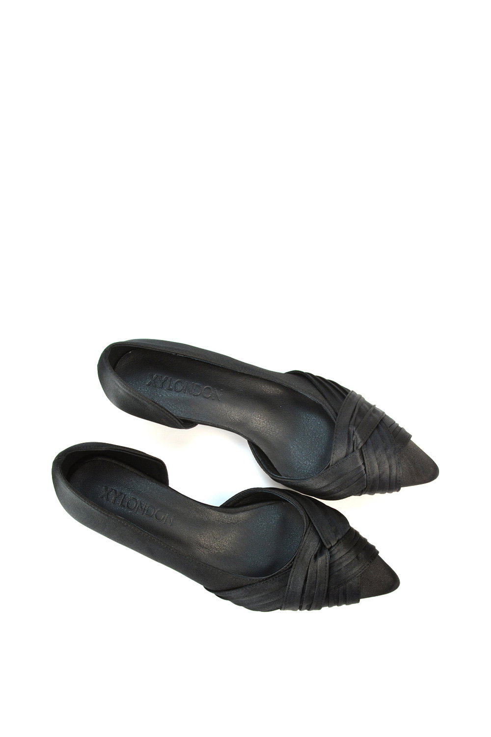 Black XY LONDON Black 'Freya' Pointed Toe Kitten Low Heel Classic Bridal Shoe Pumps, Image 6 of 6