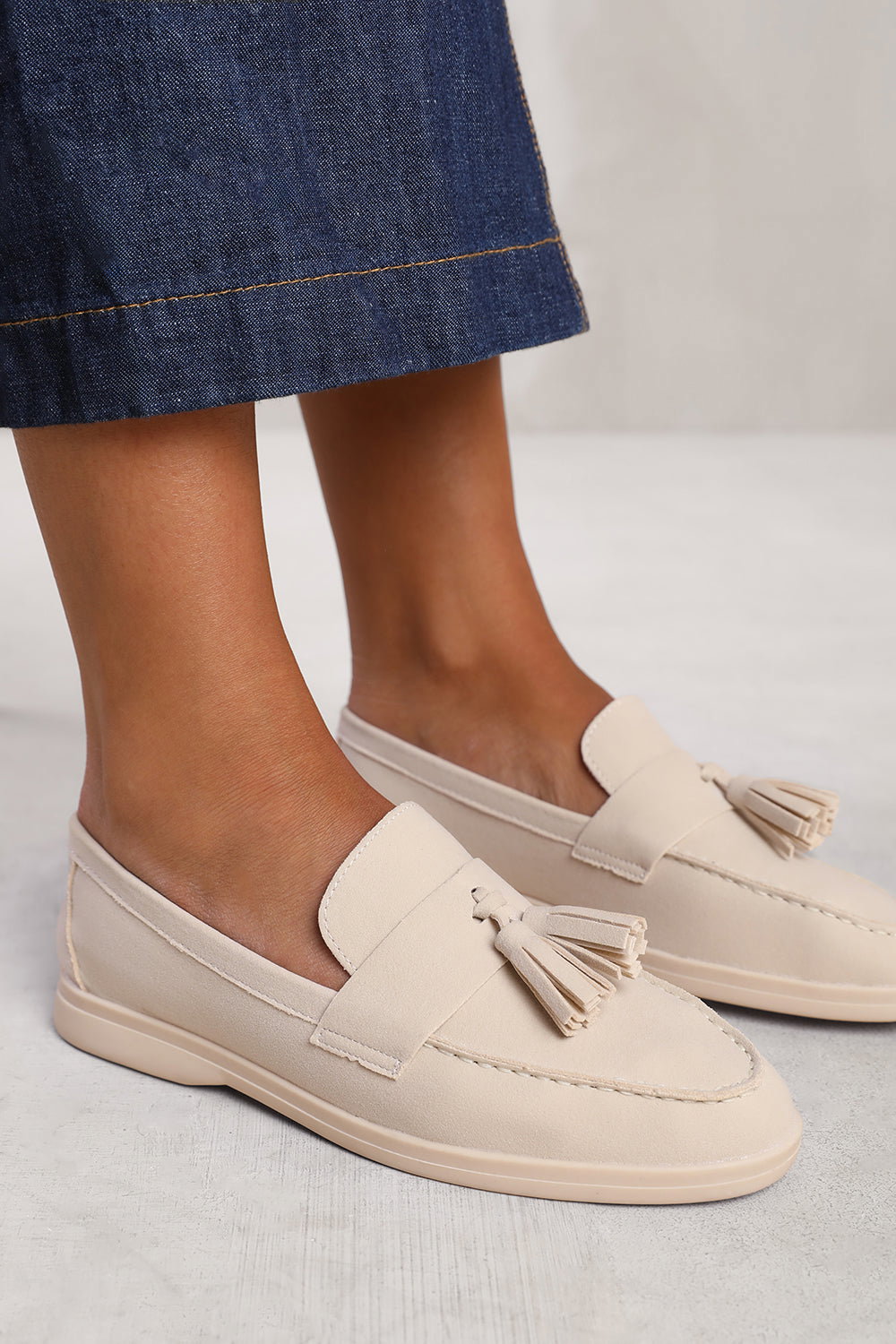 Beige 'Azalea' Slip On Loafer With Tassel Detailing, Image 4 of 4