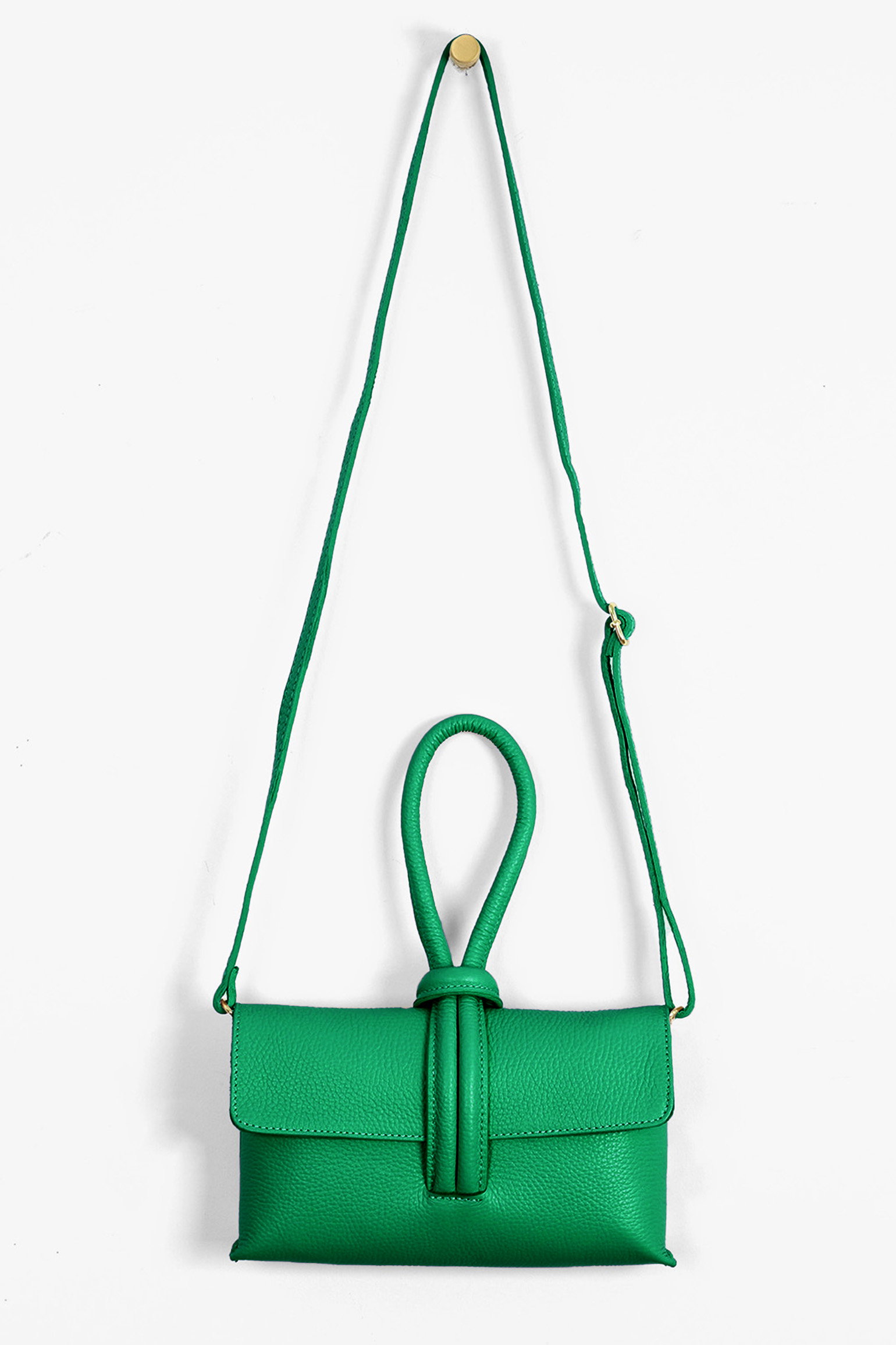 Green Sarta Green Italian Leather Wristlet Clutch Bag, Image 2 of 4