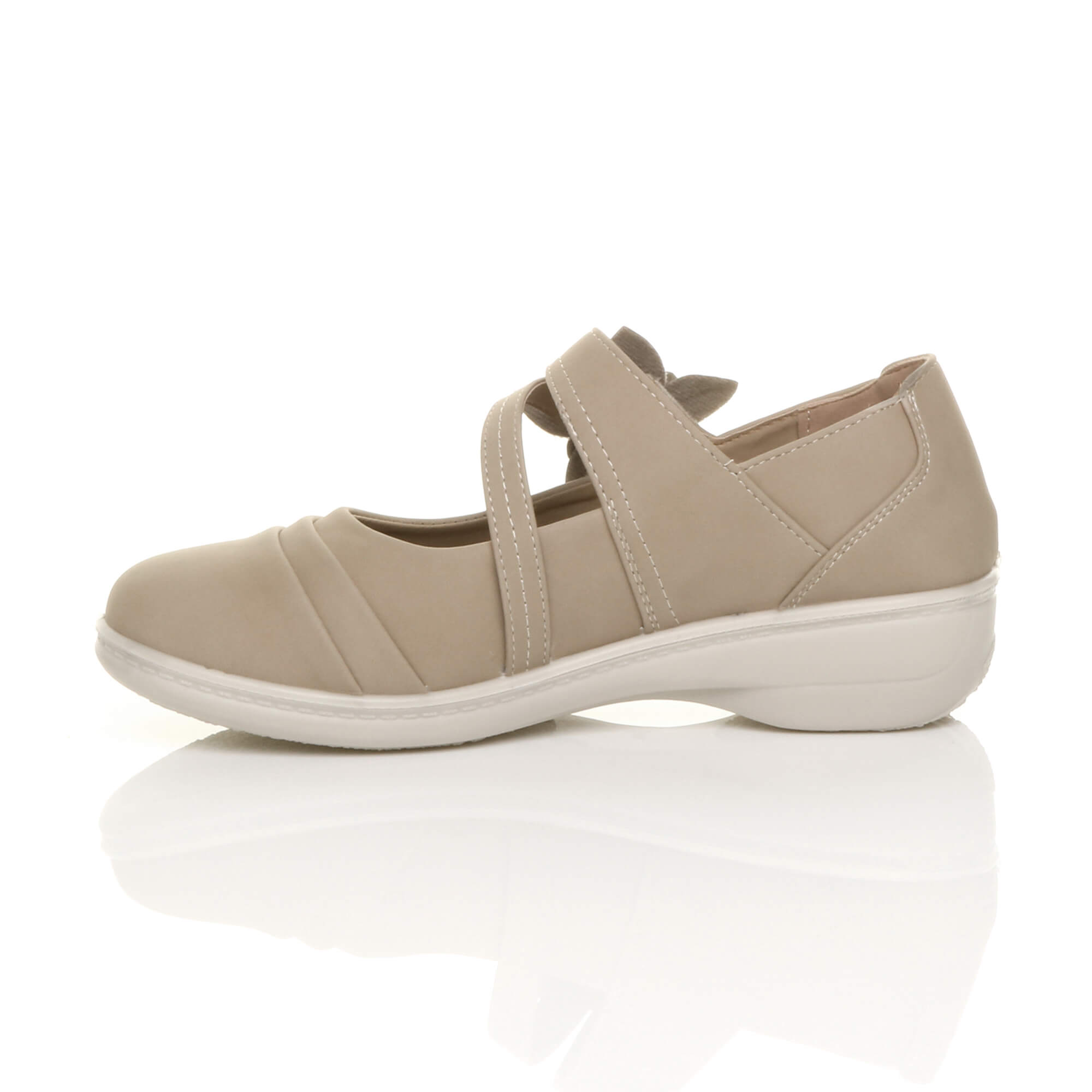 Beige AJVANI Beige Flat Comfort Mary Jane Shoes, Image 3 of 6