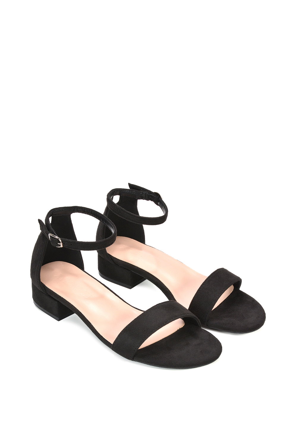 Black XY LONDON Black 'Tate' Low Block Heel Sandals With Ankle Strap, Image 4 of 6