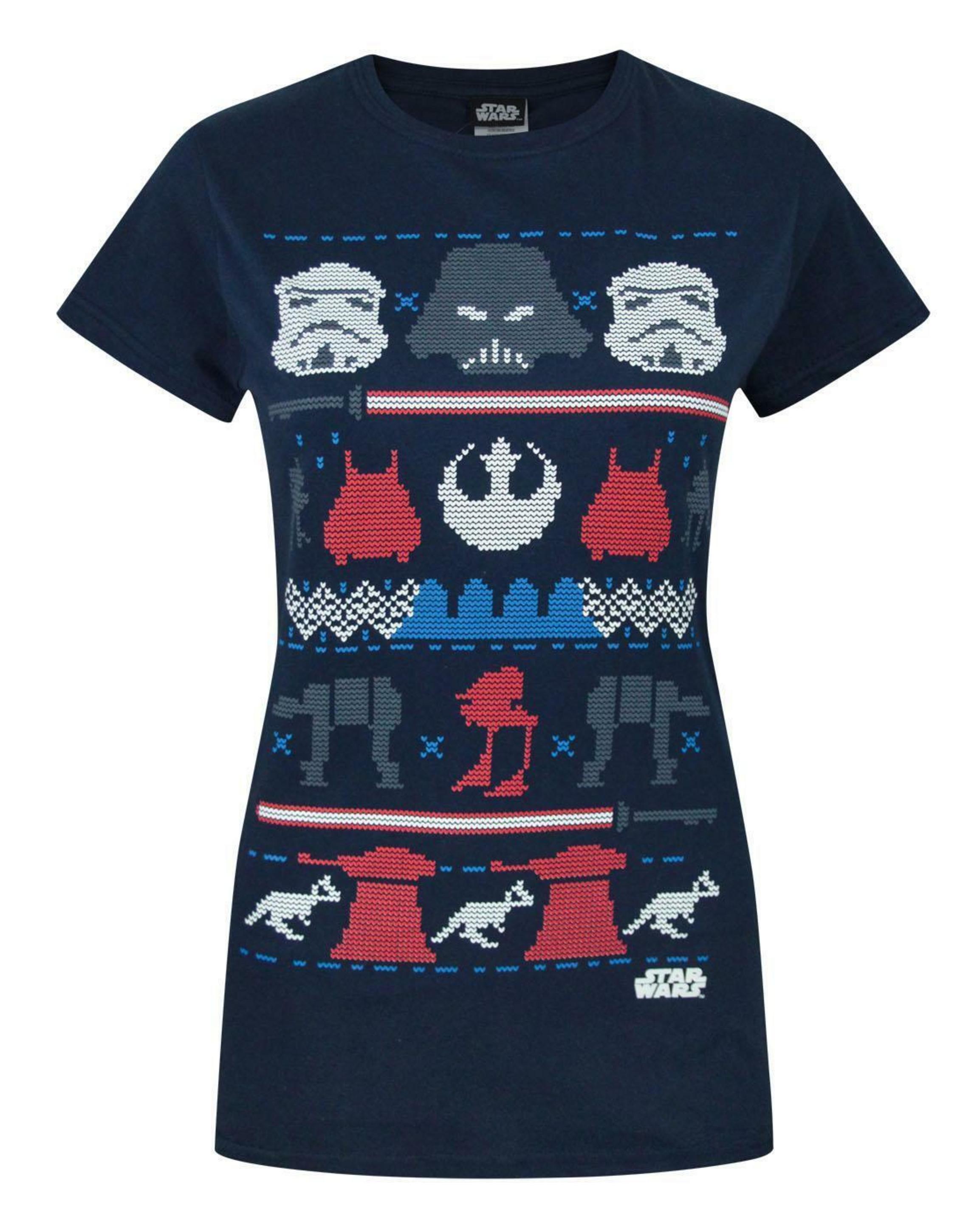 Blue Star Wars Dark Side Fair Isle T-Shirt, Image 1 of 4