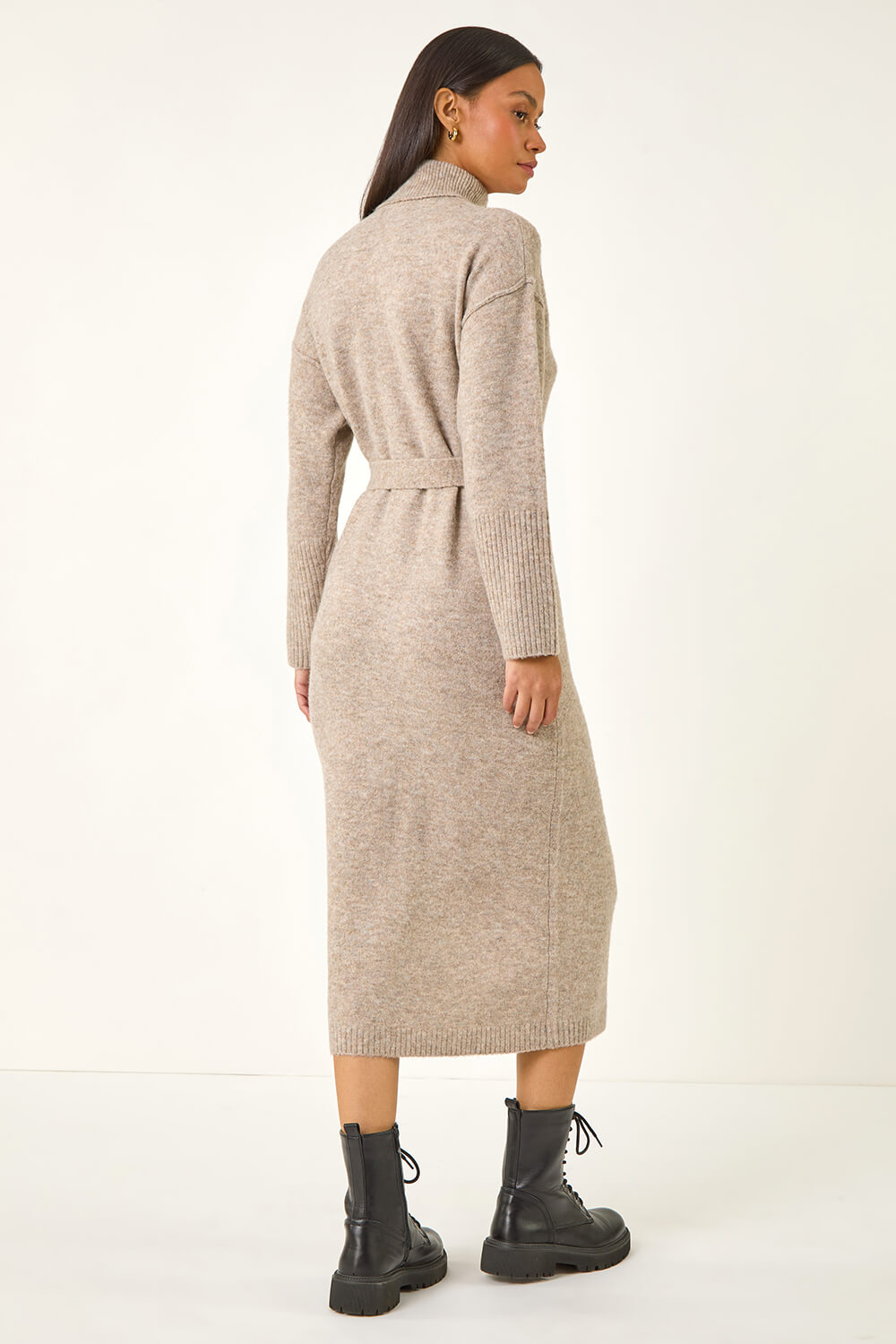 Natural Dusk Belted Knit Midi Dress, Image 4 of 5