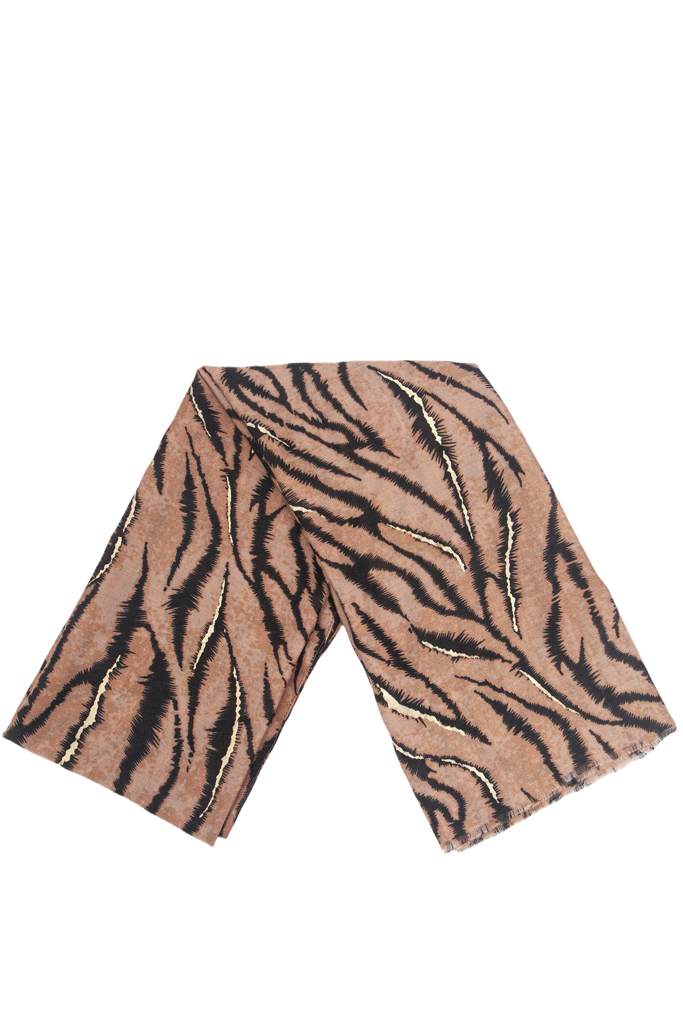 Brown Sarta Brown Tiger Stripe Lightweight Foil Scarf, Image 3 of 4
