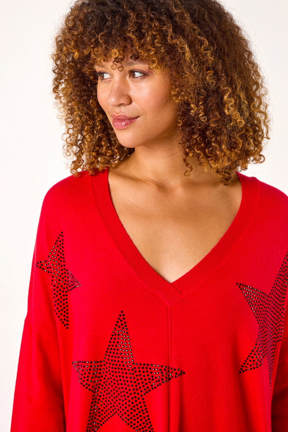 Red Star Detail Hanky Hem Knit Jumper, Image 5 of 5