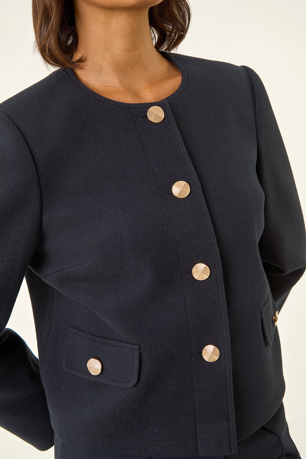 Navy Buttoned Pocket Jacket, Image 7 of 6