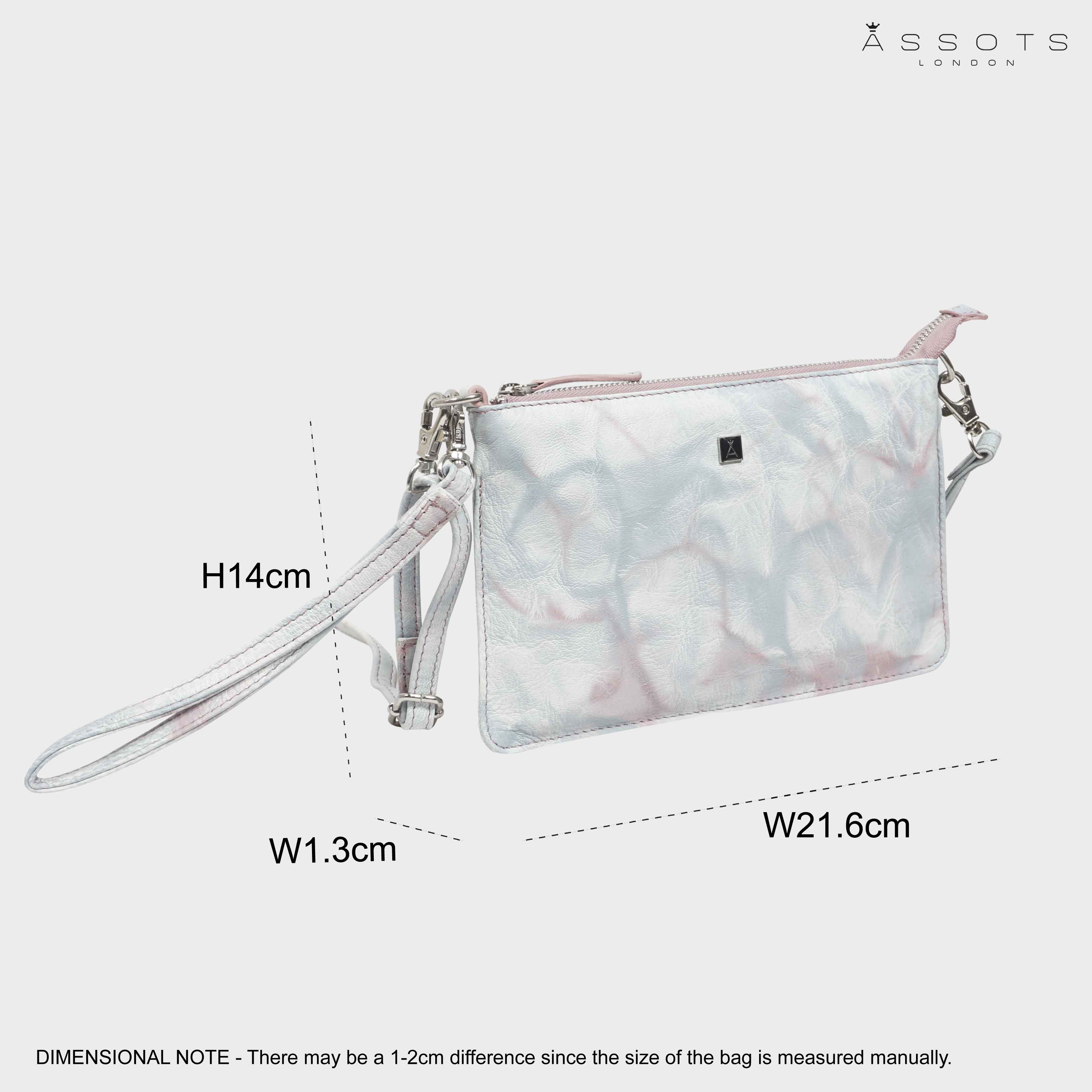 Blue 'TODD' Tie Dye Real Leather Crossbody Wristlet Bag, Image 6 of 6