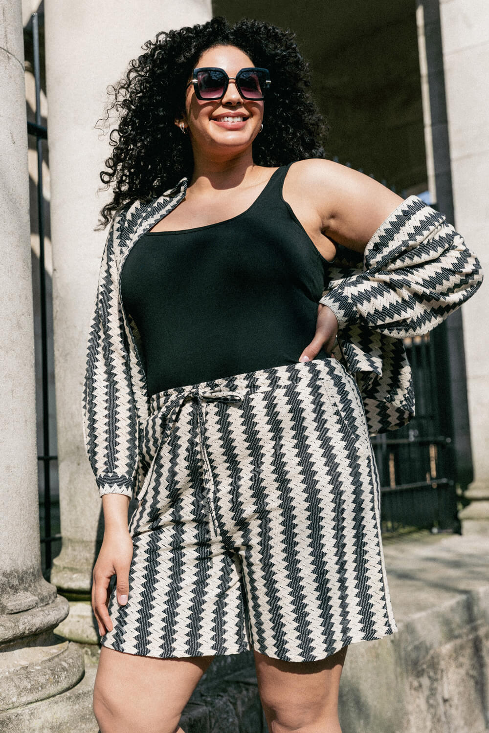 Black Curve Zig Zag Woven Shirt, Image 8 of 7