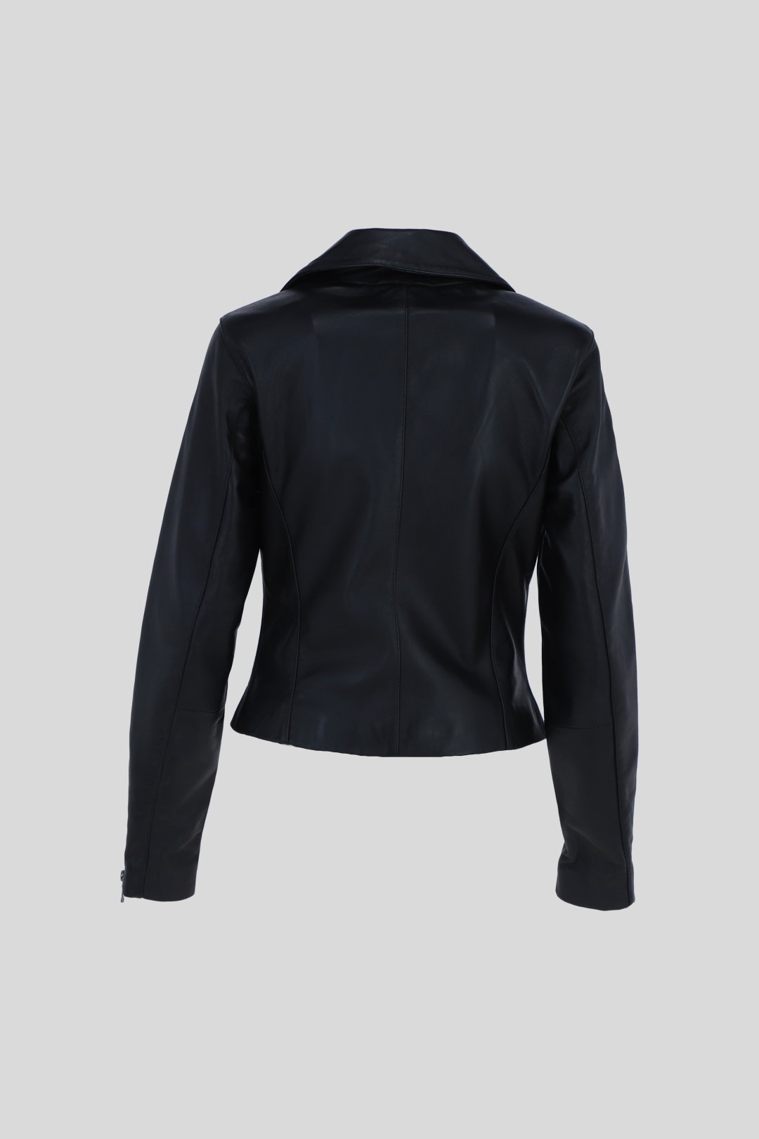 Black Ashwood Leather Black Real Veg Tanned Leather Plain Biker Jacket, Image 4 of 5