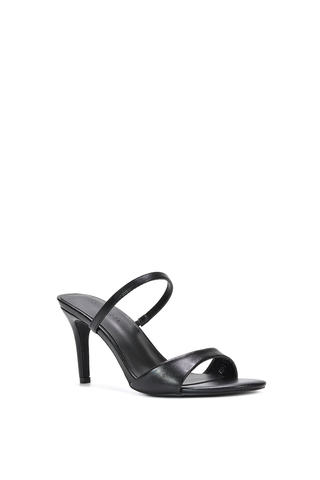 Black 'Kay' Slip On Stiletto Heel Mules With Open Toe, Image 2 of 6