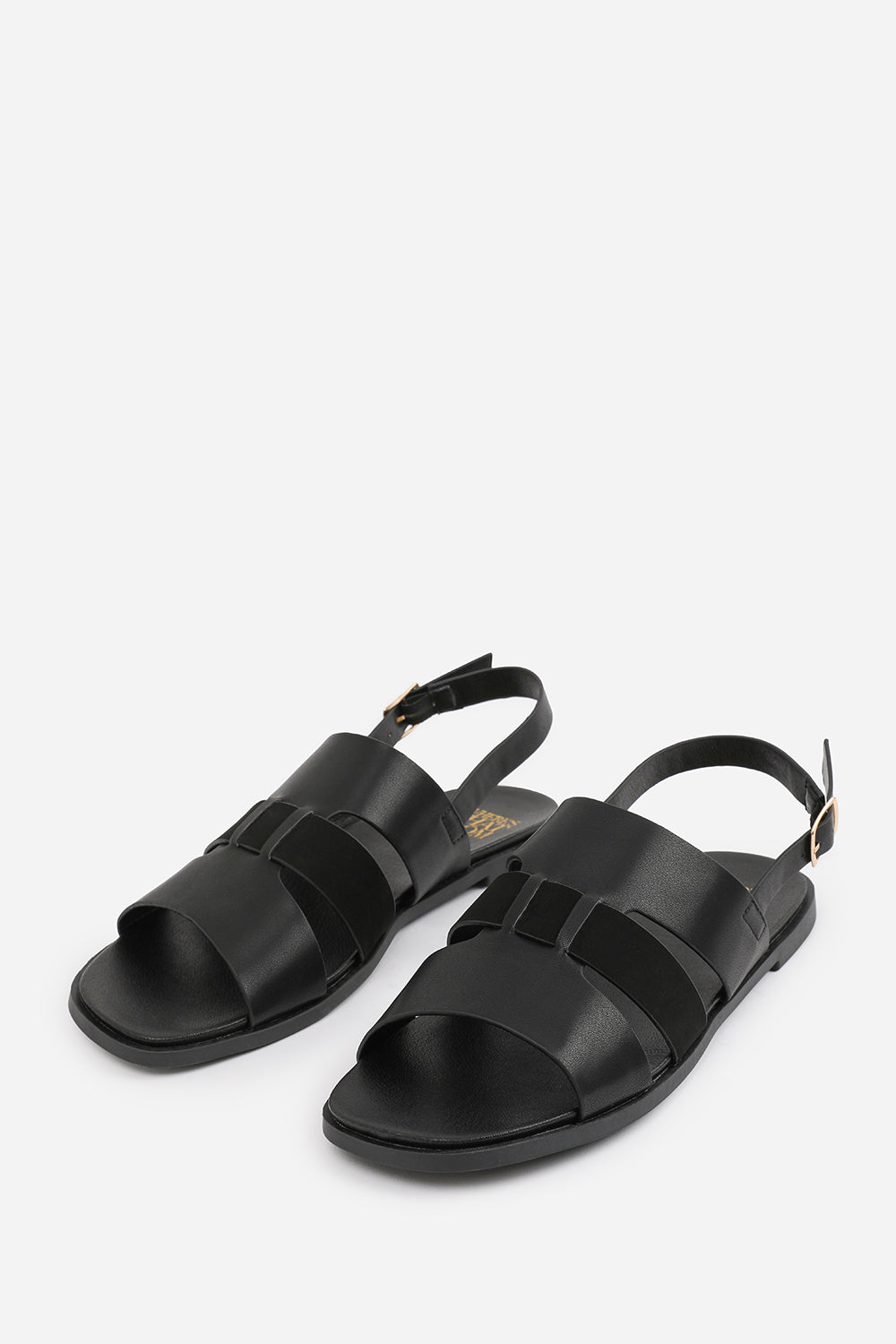Black 'Violet' Flat Sandals With Multi Strap, Image 3 of 5