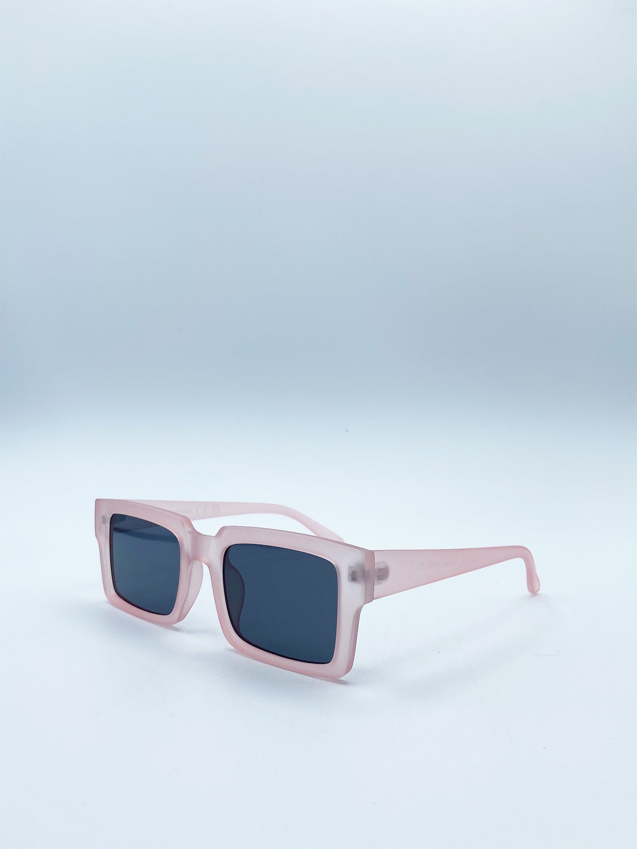 Pink Square Frame Sunglasses in Matte Pink with Black Lenses, Image 4 of 6